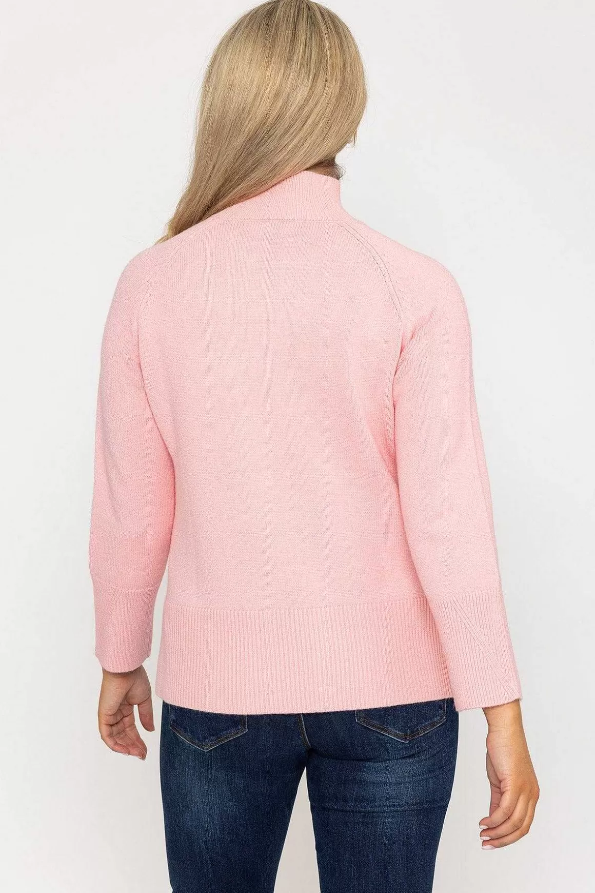 Kelly & Grace Weekend High Neck Split Hem Knit In Pink Fashion