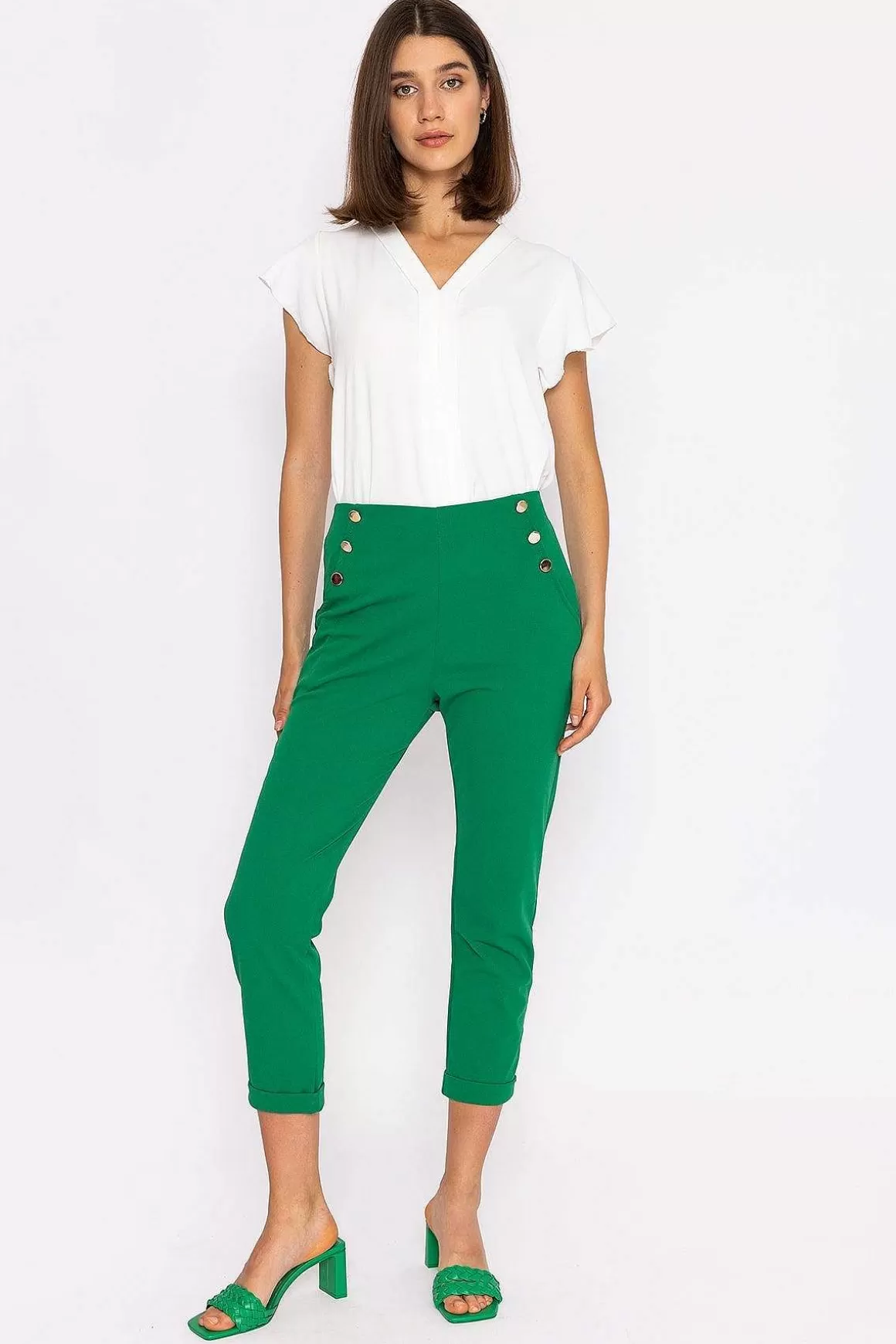 Pala D'oro High Waist Trousers In Green Cheap