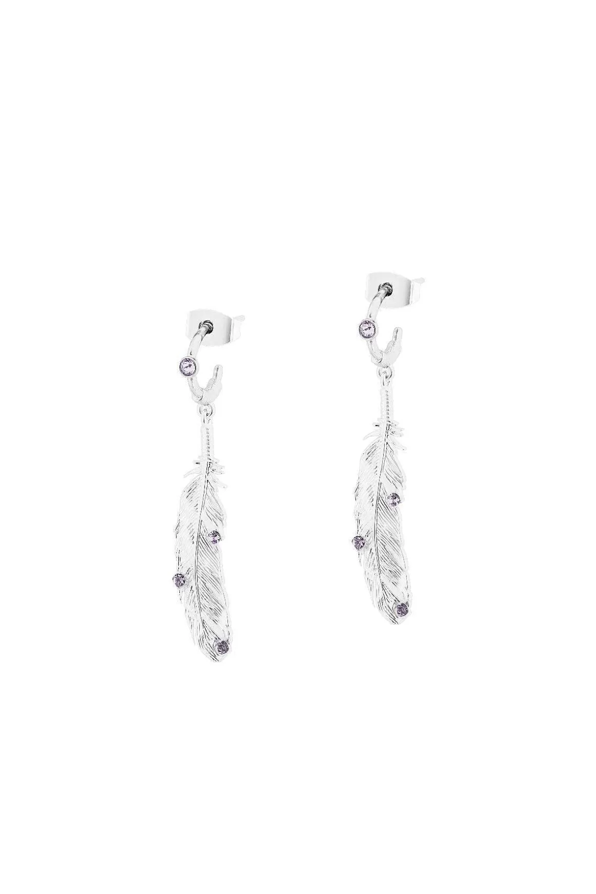 Tipperary Crystal Jewellery Hoop Earrings With Feathers In Silver Sale