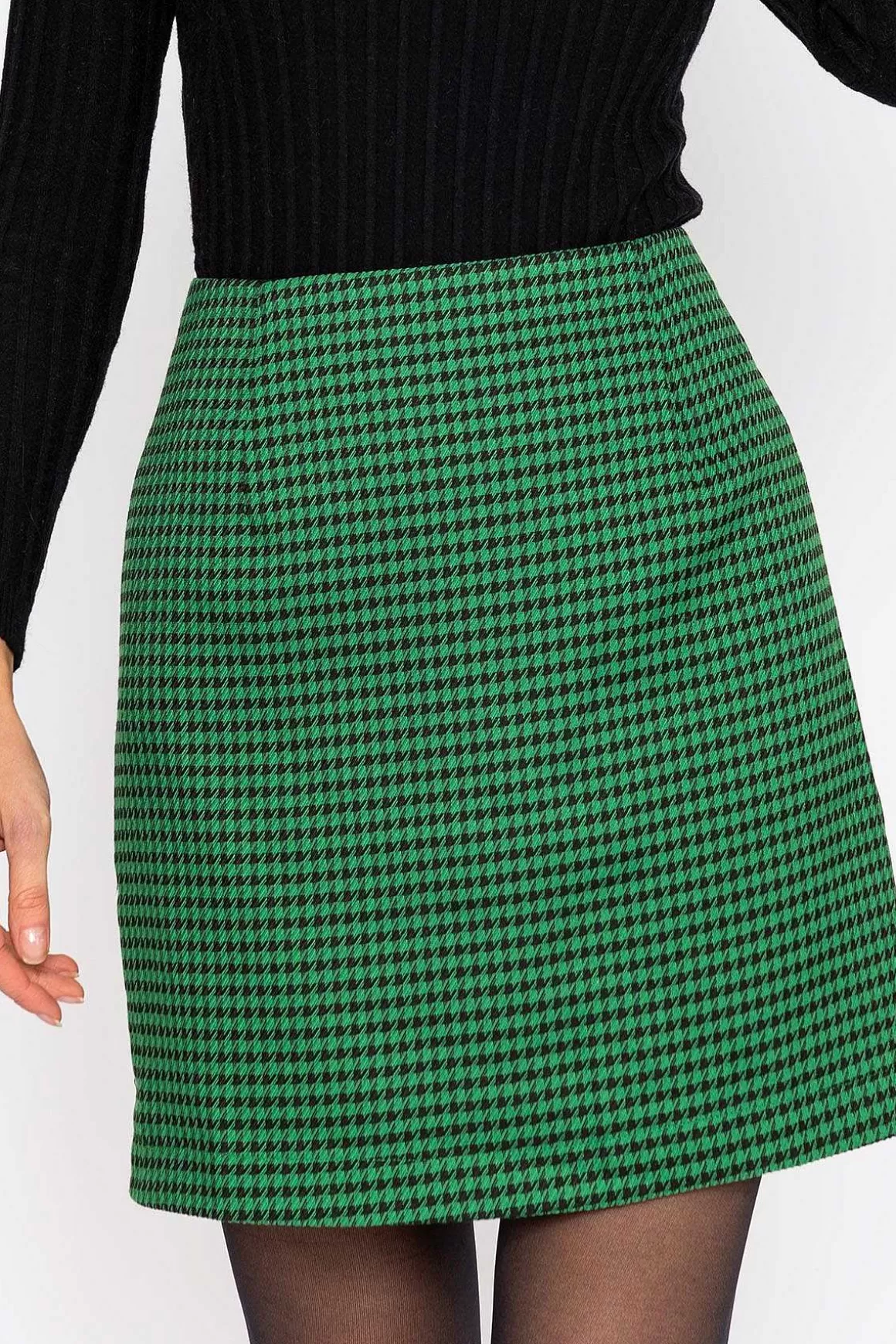 Rowen Avenue Houndstooth Mini Skirt In Green Sale