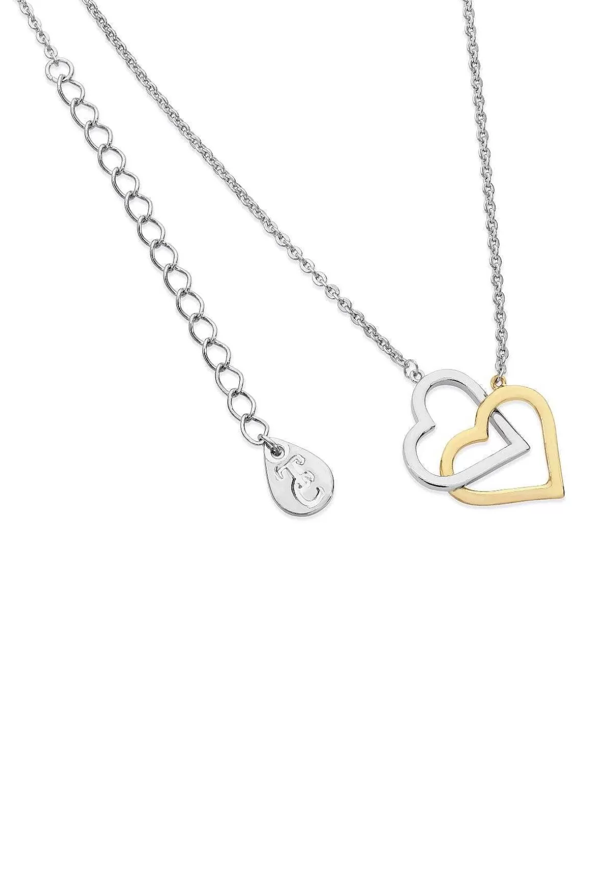 Tipperary Crystal Jewellery Interlinked Two Tone Heart Necklace Store