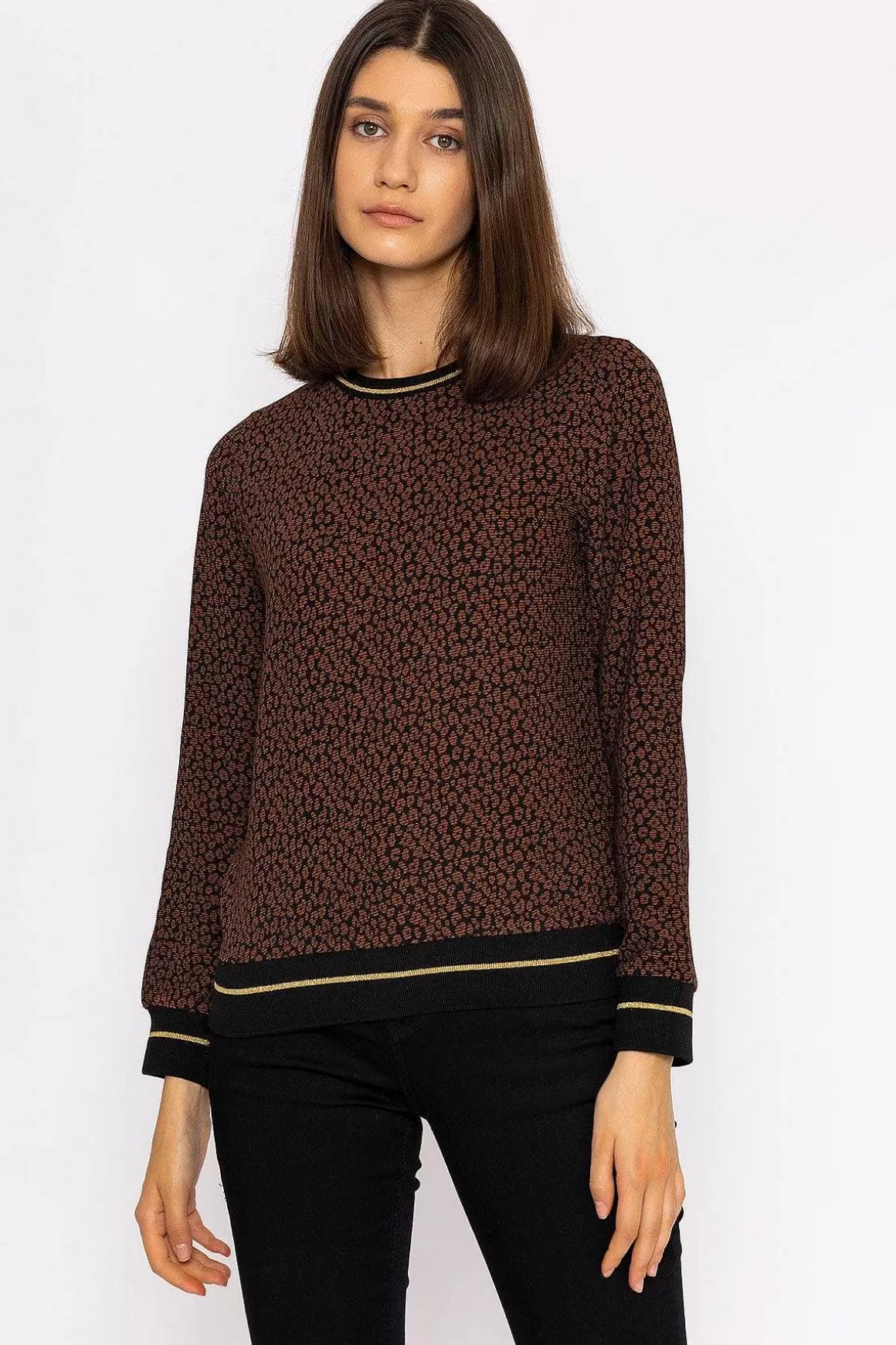 Rowen Avenue Jacquard Crew Neck In Leopard Print Online