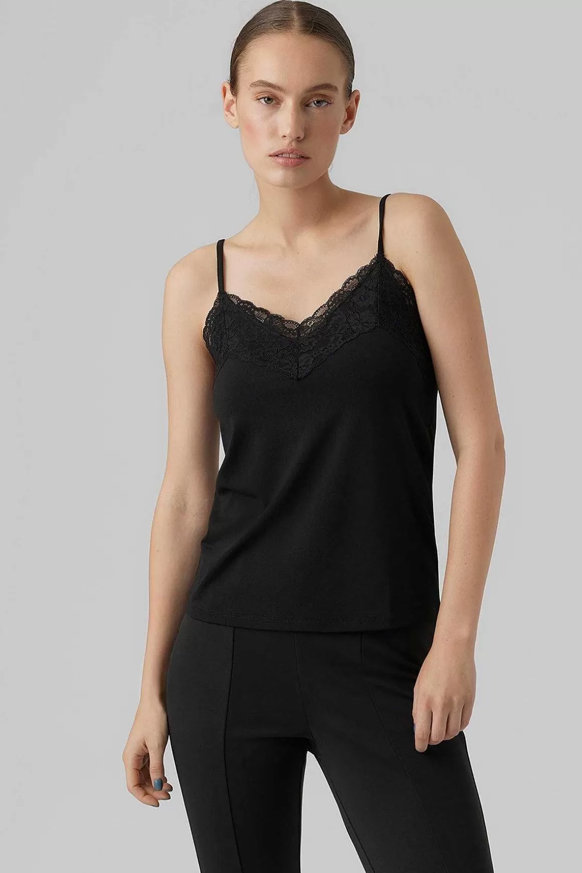 Vero Moda Jade Milla Singlet Top In Black Flash Sale