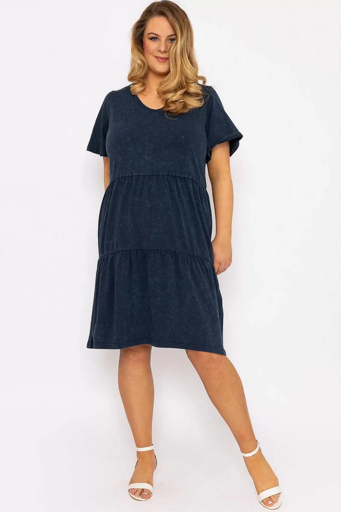 Ulla Popken Jersey Knee Length Dress In Navy Online