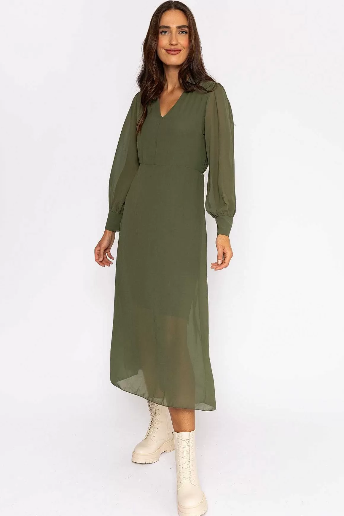 Pala D'oro Jodie Midi Dress In Khaki Outlet