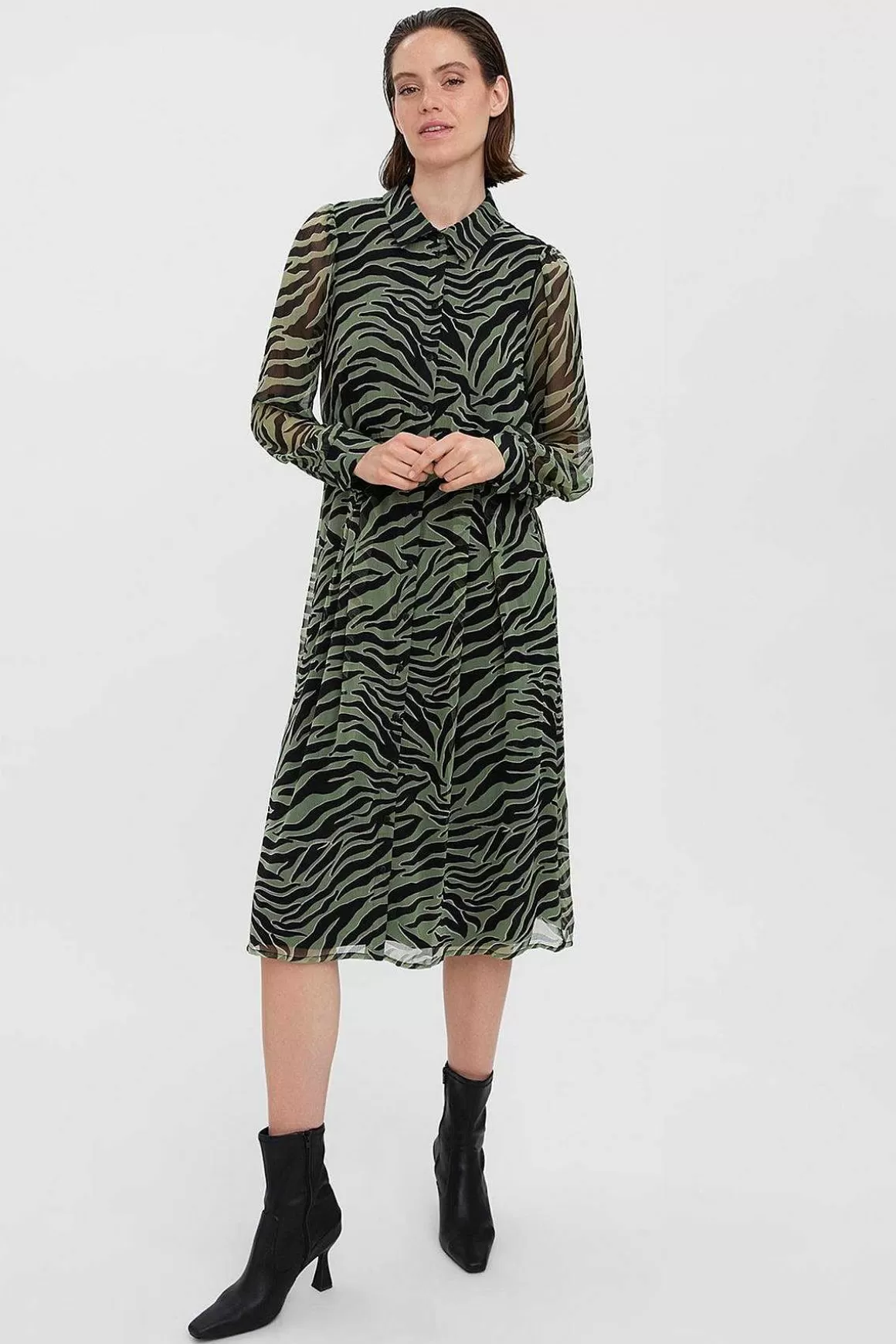 Vero Moda Kaya Shirt Dress In Green Print Best