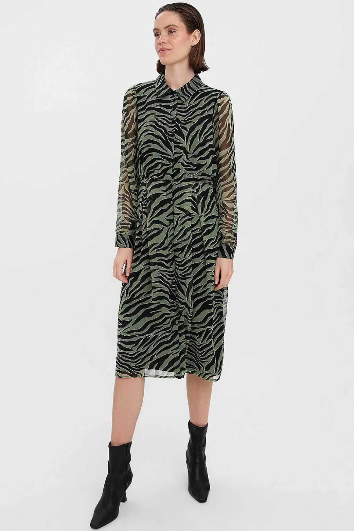 Vero Moda Kaya Shirt Dress In Green Print Best