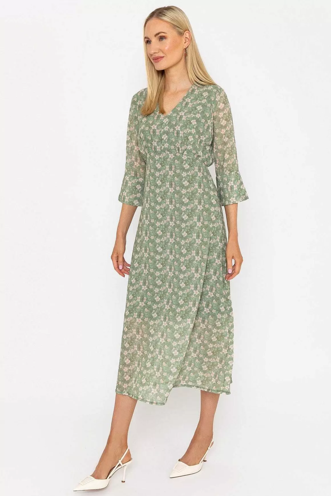 Pala D'oro Kerry Midi Dress In Khaki Print Outlet