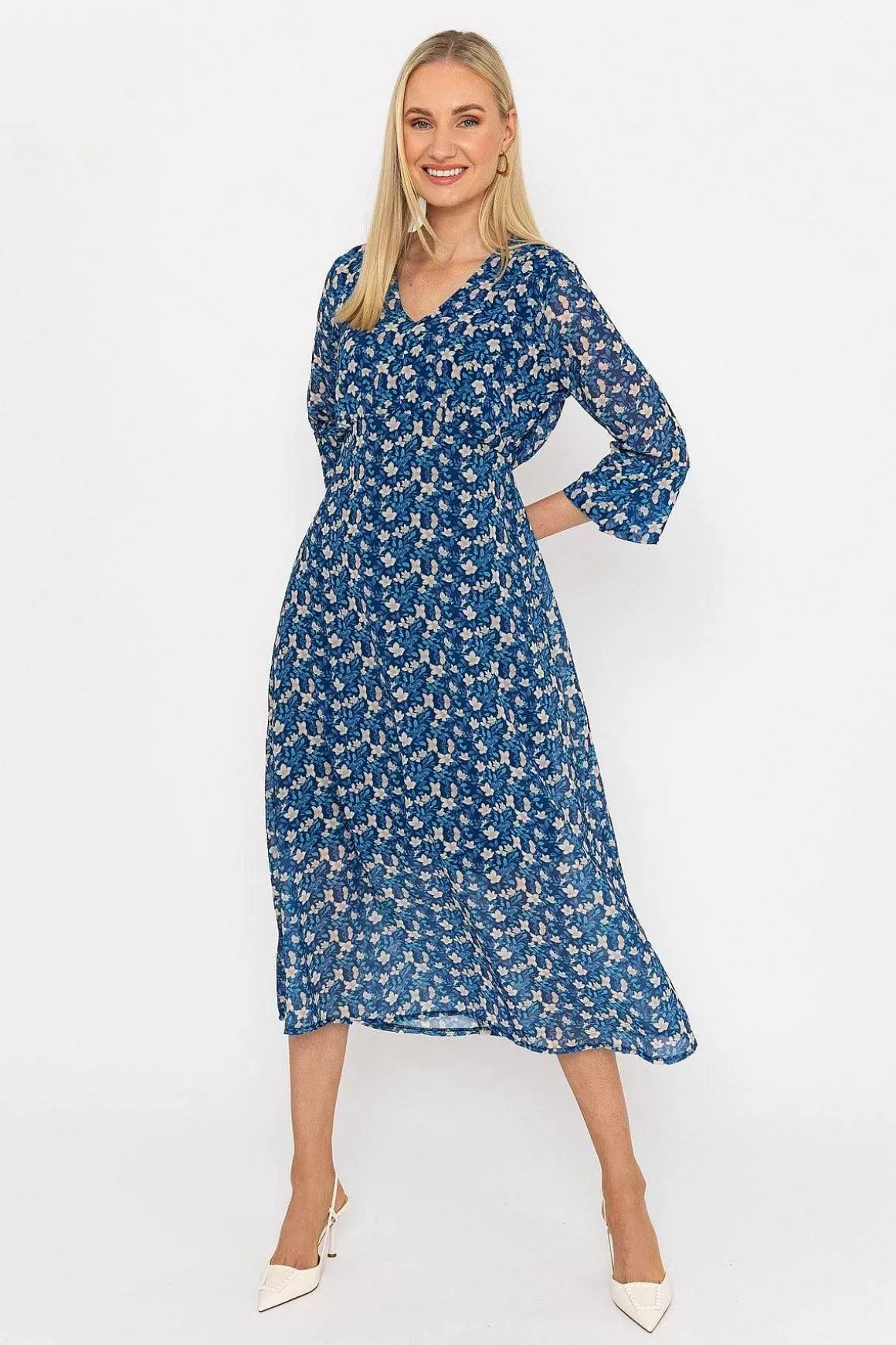 Pala D'oro Kerry Midi Dress In Navy Print Best