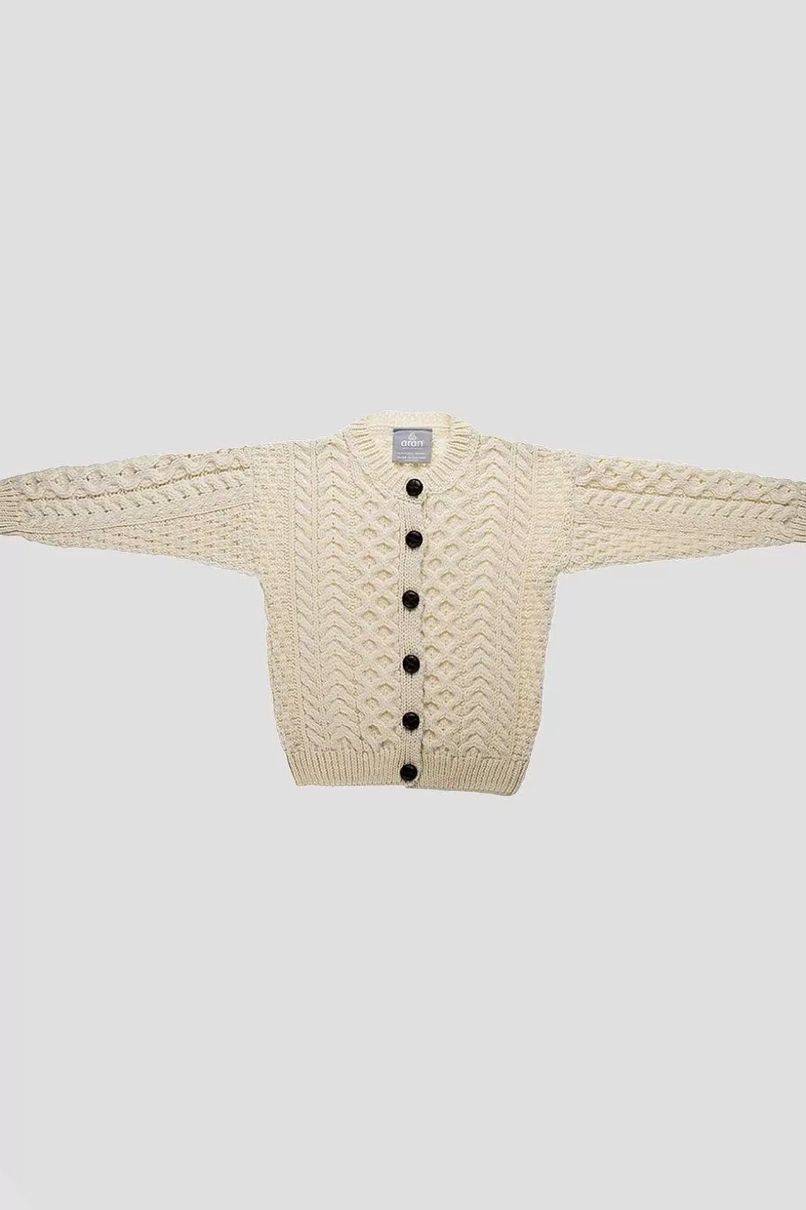 Aran Woollen Mills Kids Aran Cardigan In Cream Discount