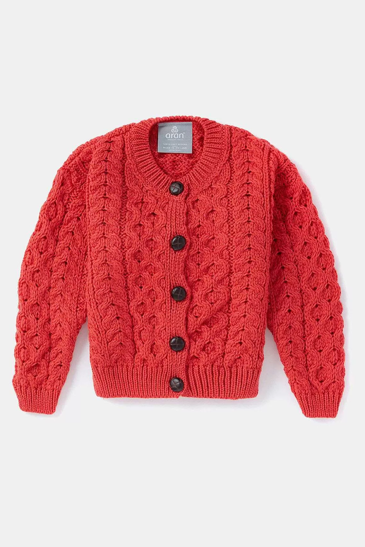 Aran Woollen Mills Kids Aran Cardigan In Red Store