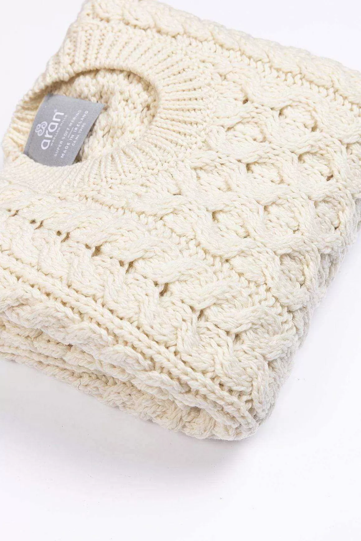 Aran Woollen Mills Kids Aran Jumper In Cream Discount