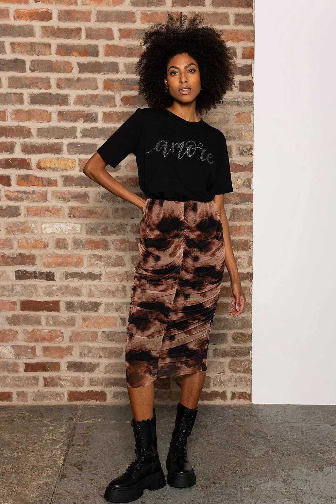 Pala D'oro Sport Kimora Skirt In Brown Print Outlet