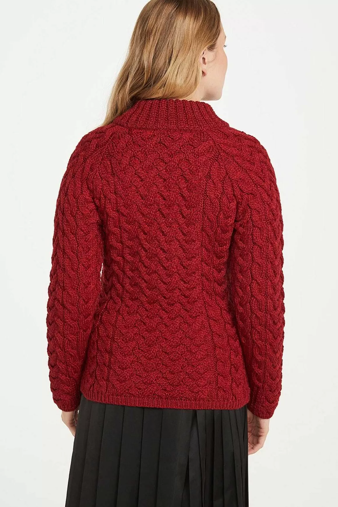 Aran Woollen Mills Knightstown Aran Crew Sweater In Red Sale