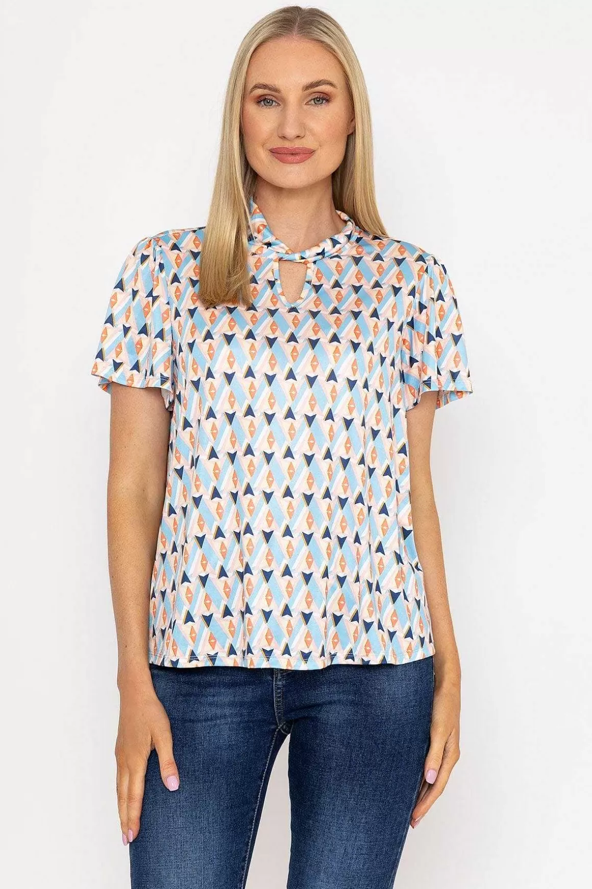 J'aime la Vie Knot Neck Top In Blue Print Shop