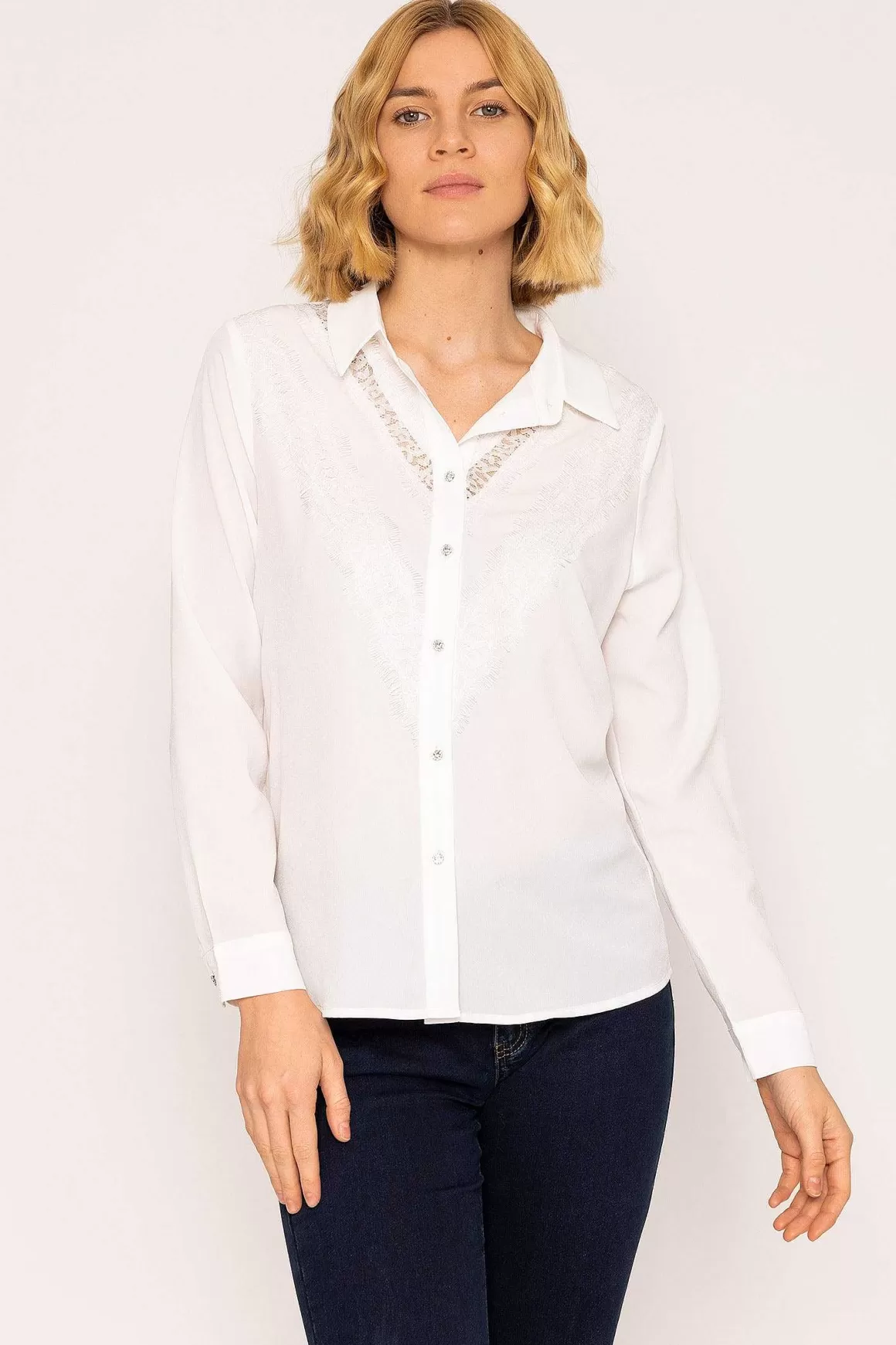 Rowen Avenue Lace Trim Blouse In Ivory Store