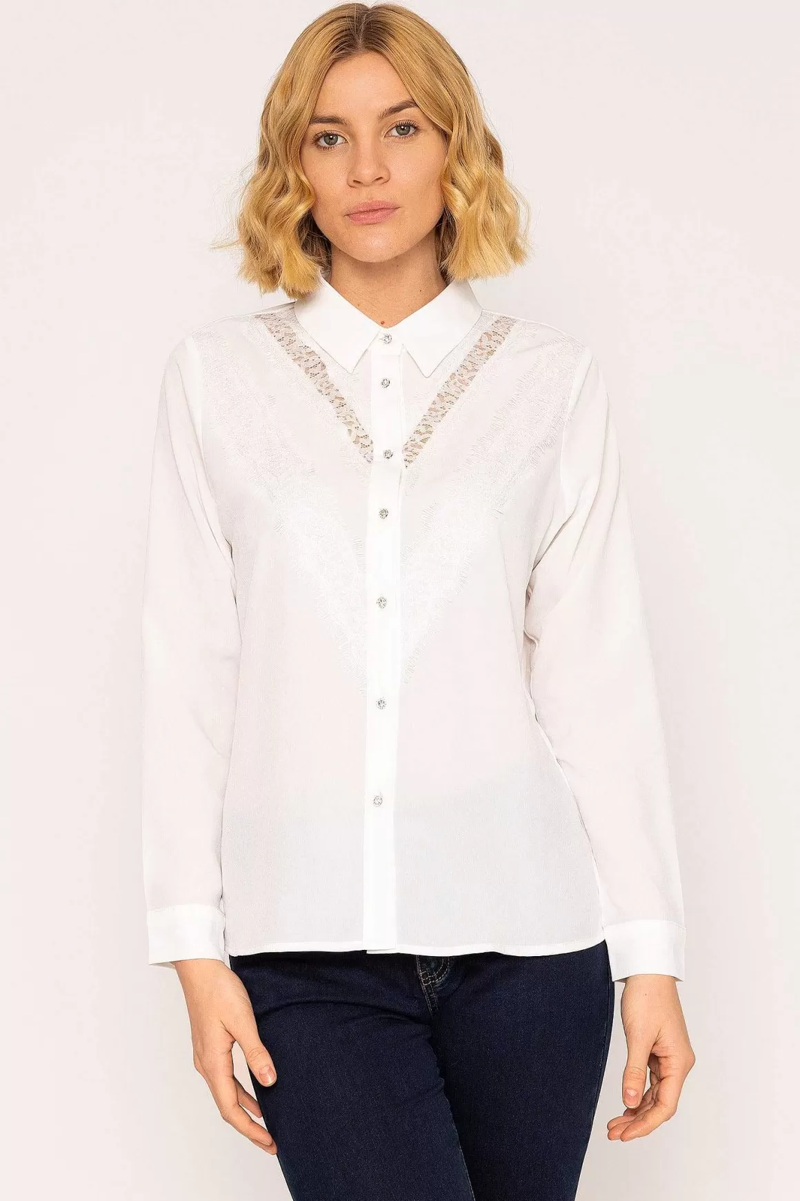 Rowen Avenue Lace Trim Blouse In Ivory Store