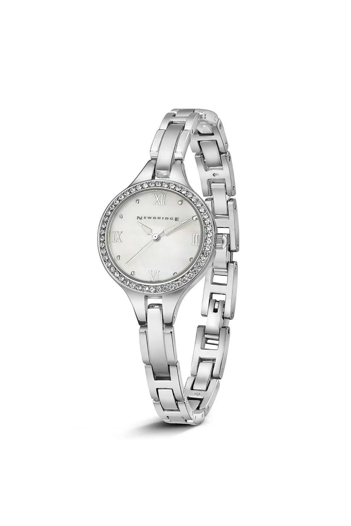 Newbridge Silverware Jewellery Ladies Silver Plated Round Watch With Clear Stones Fashion