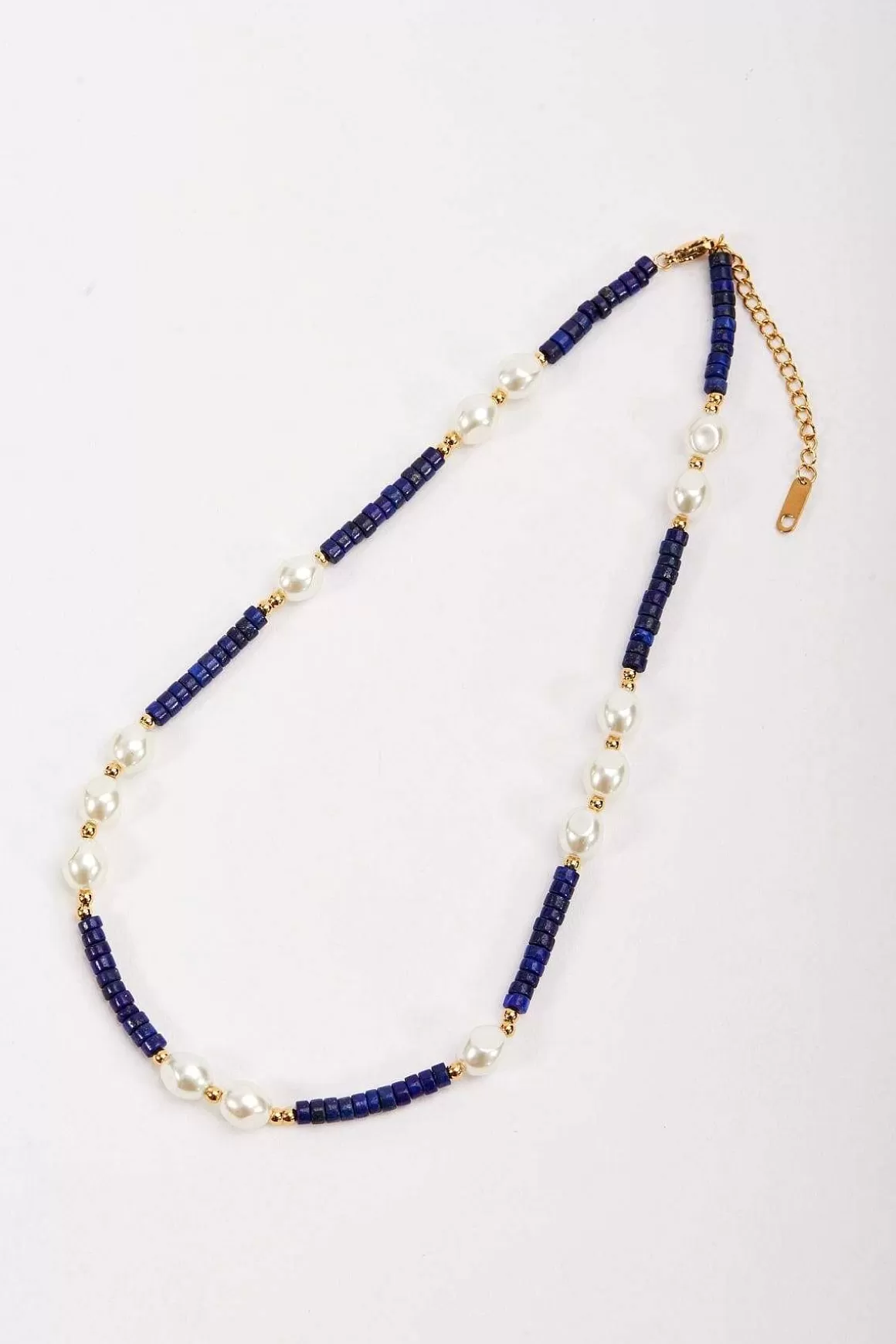 Joularie Lapis And Pearl Beaded Necklace Best Sale