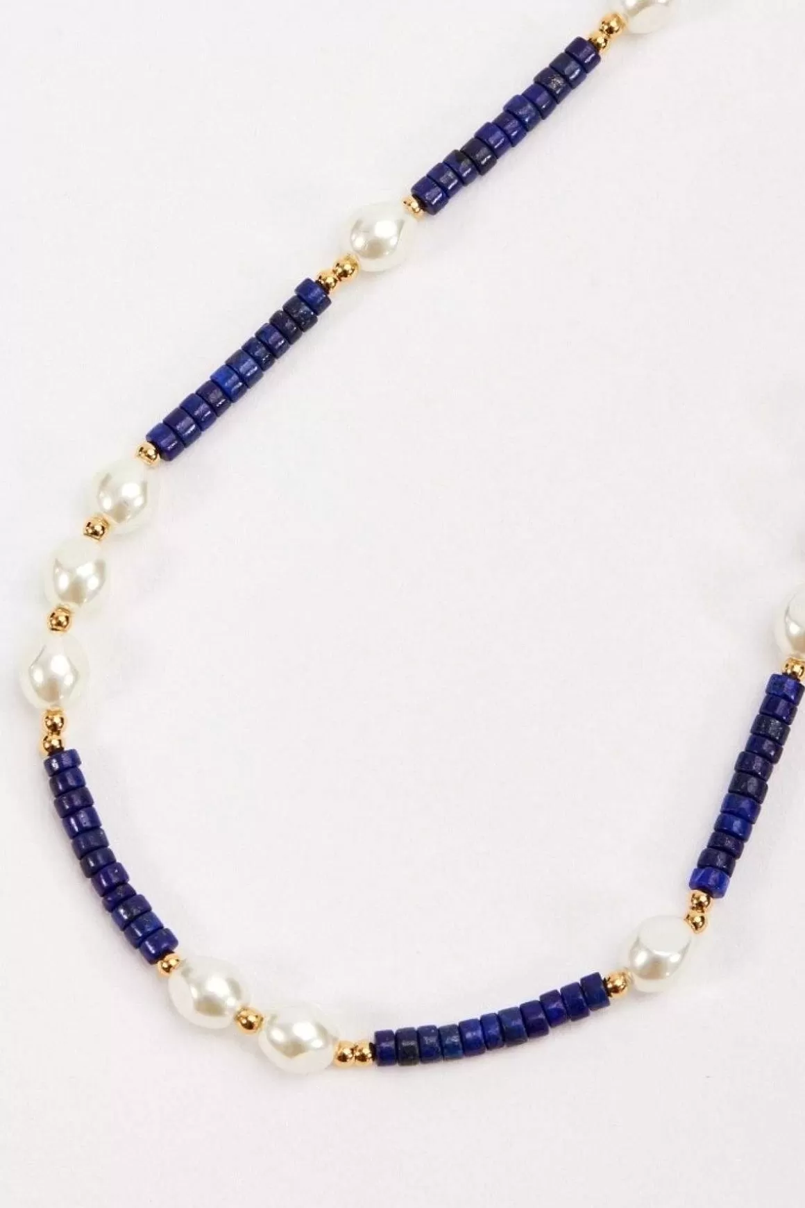 Joularie Lapis And Pearl Beaded Necklace Best Sale