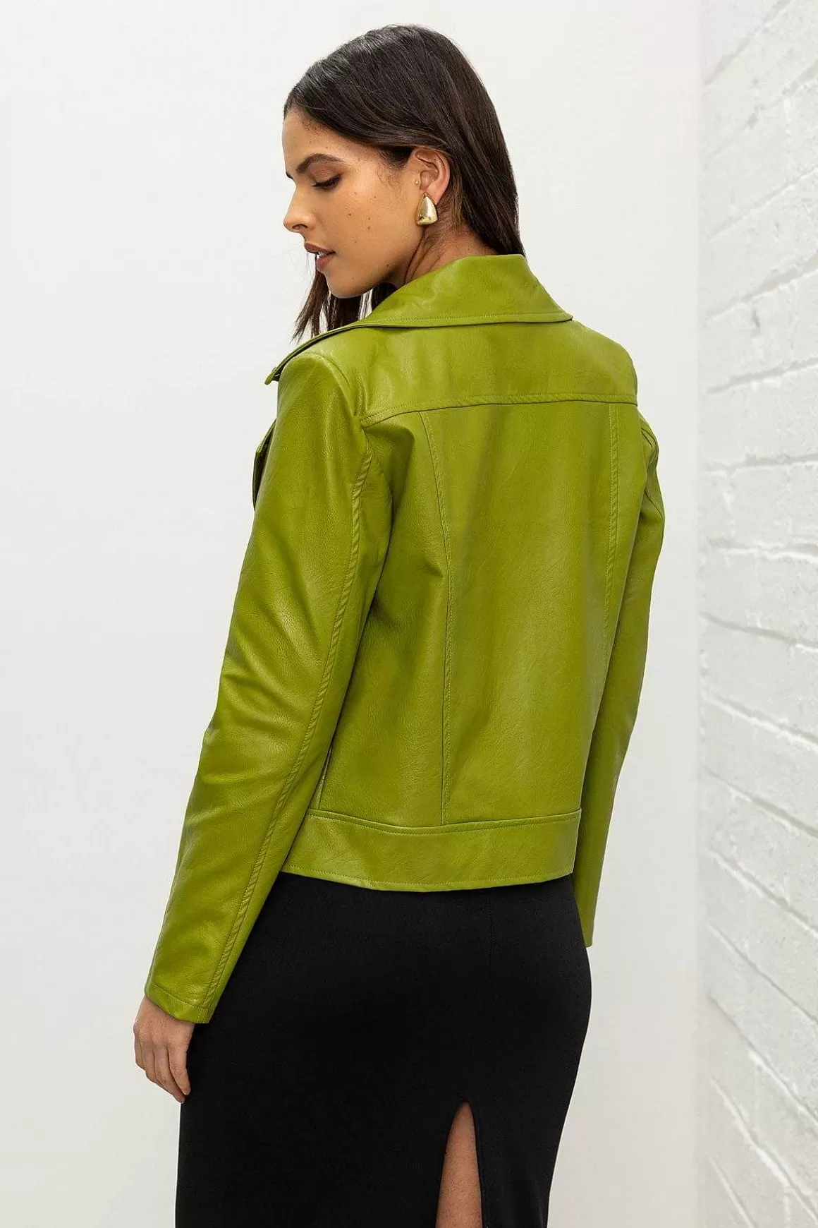 Pala D'oro Sport Lime Green Leather Jacket Best Sale