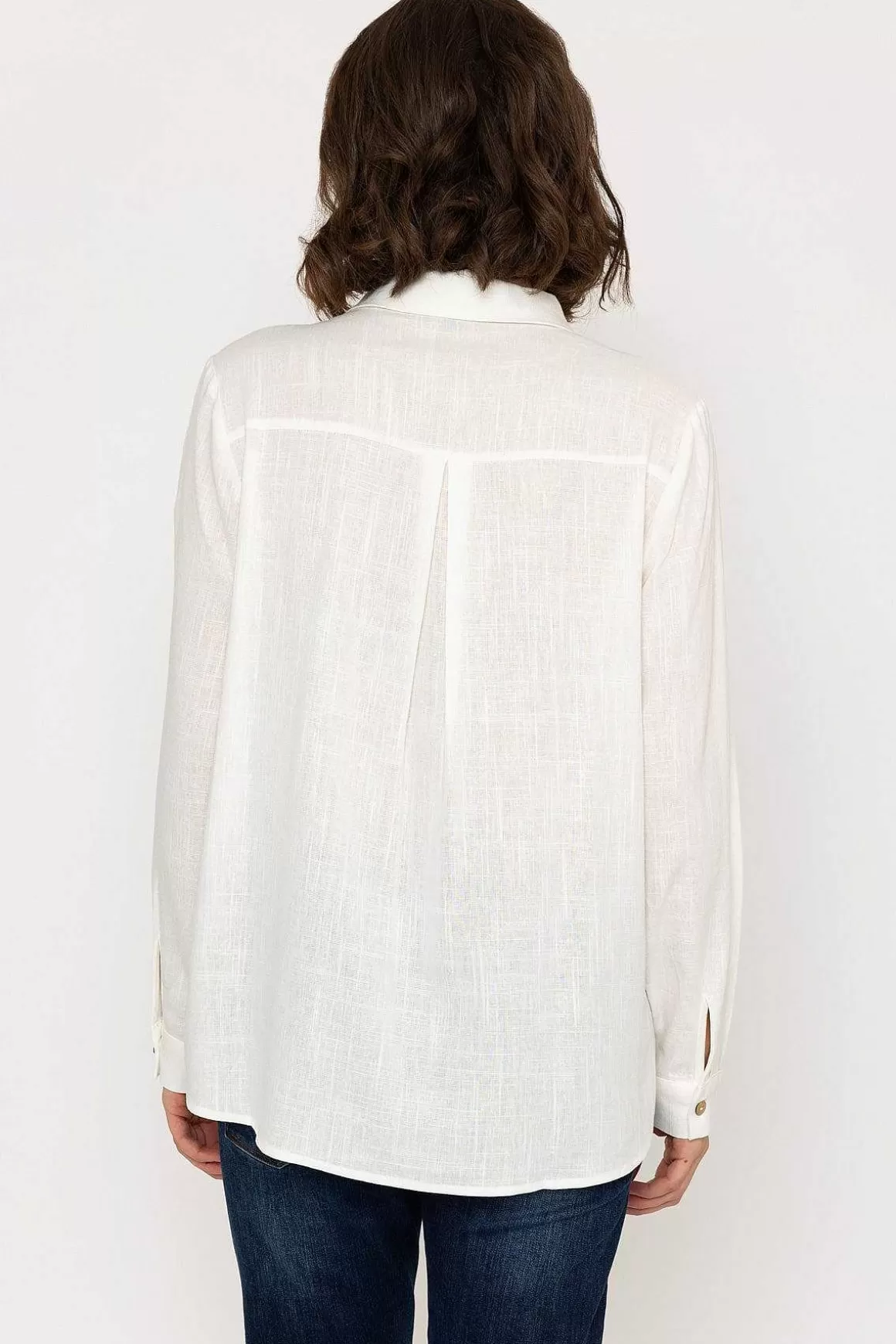 Kelly & Grace Weekend Linen Like Shirt In Ivory Outlet