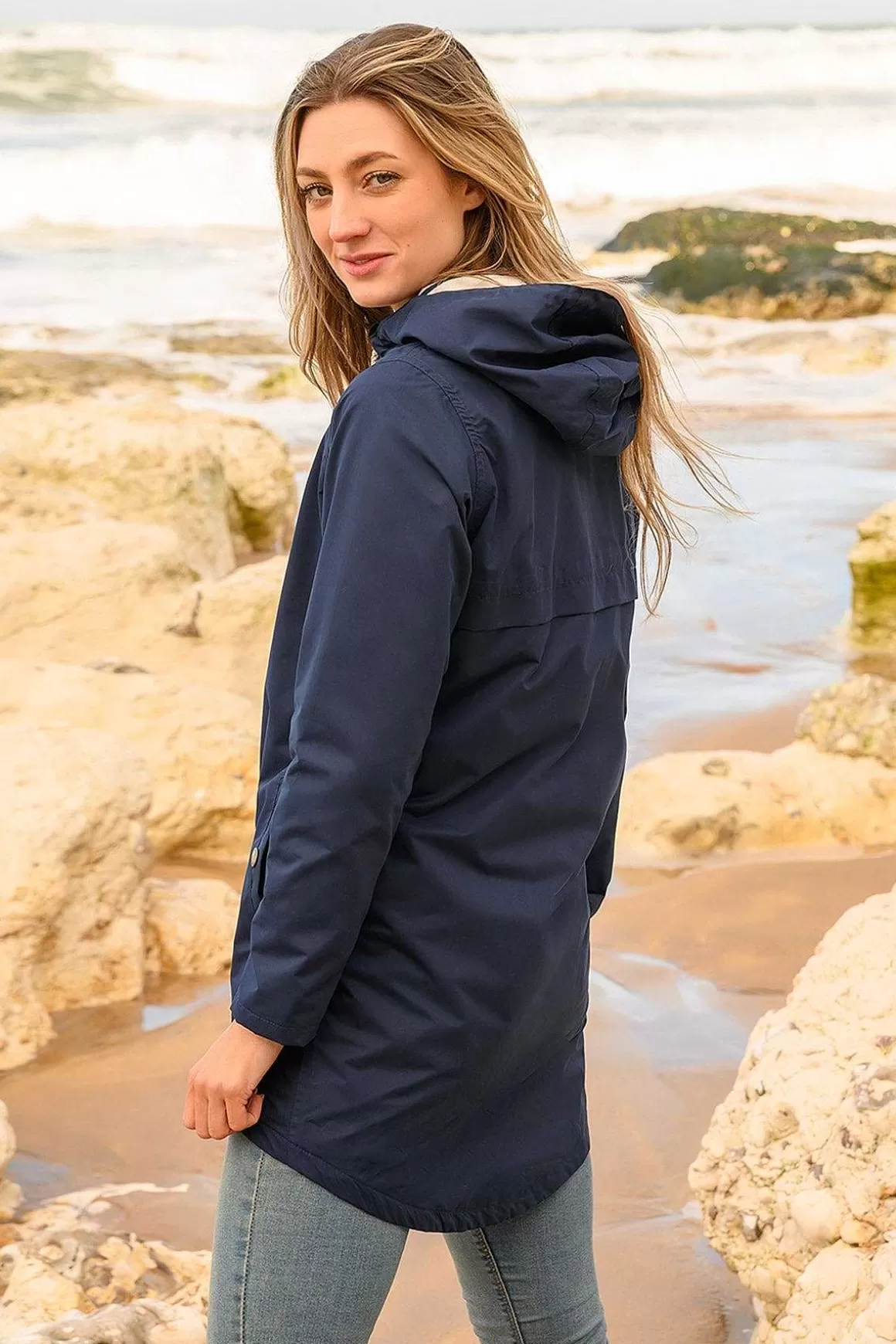 Lighthouse Long Beachcomber Jacket - Navy Outlet