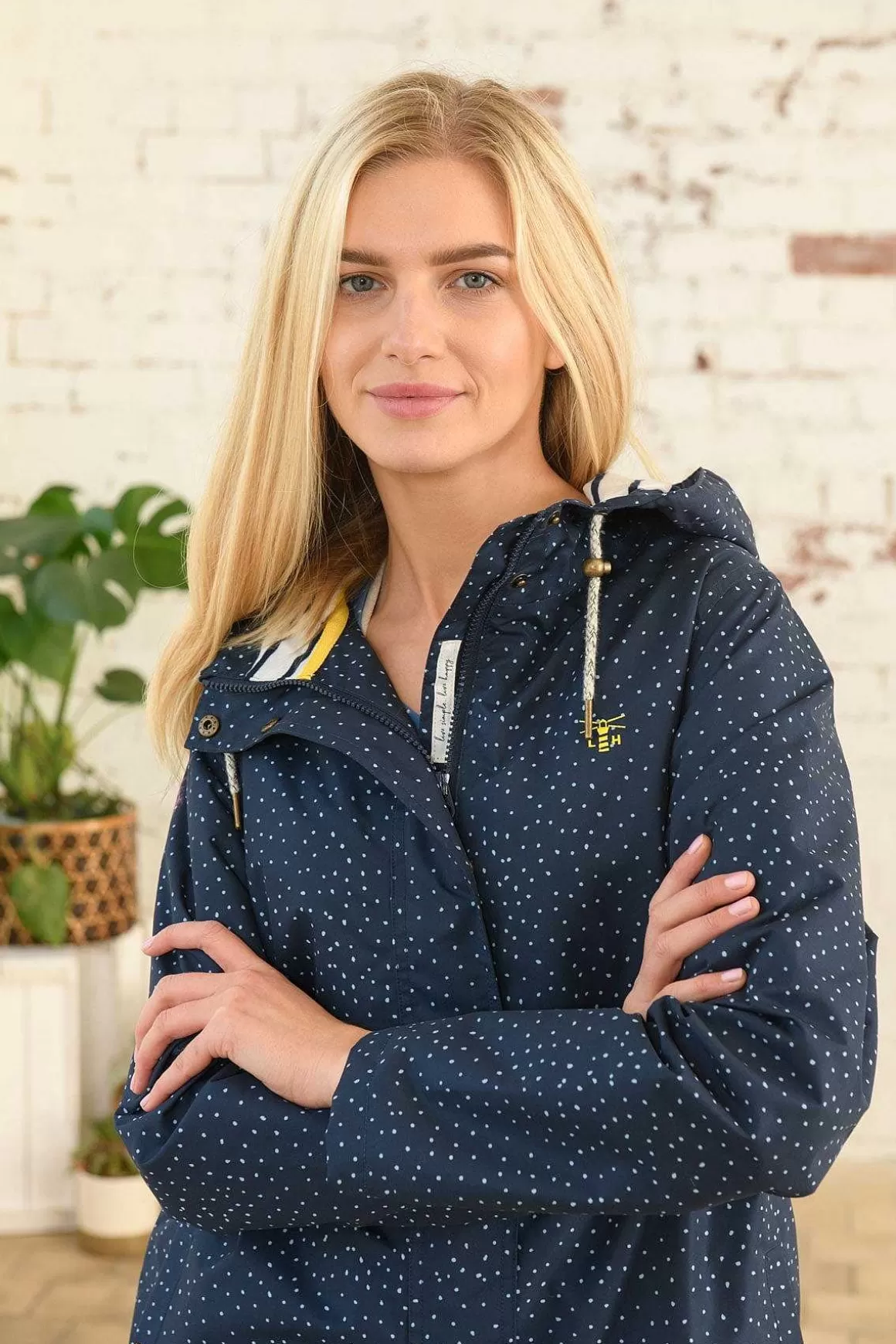 Lighthouse Long Beachcomber Jacket In Navy Dot Sale