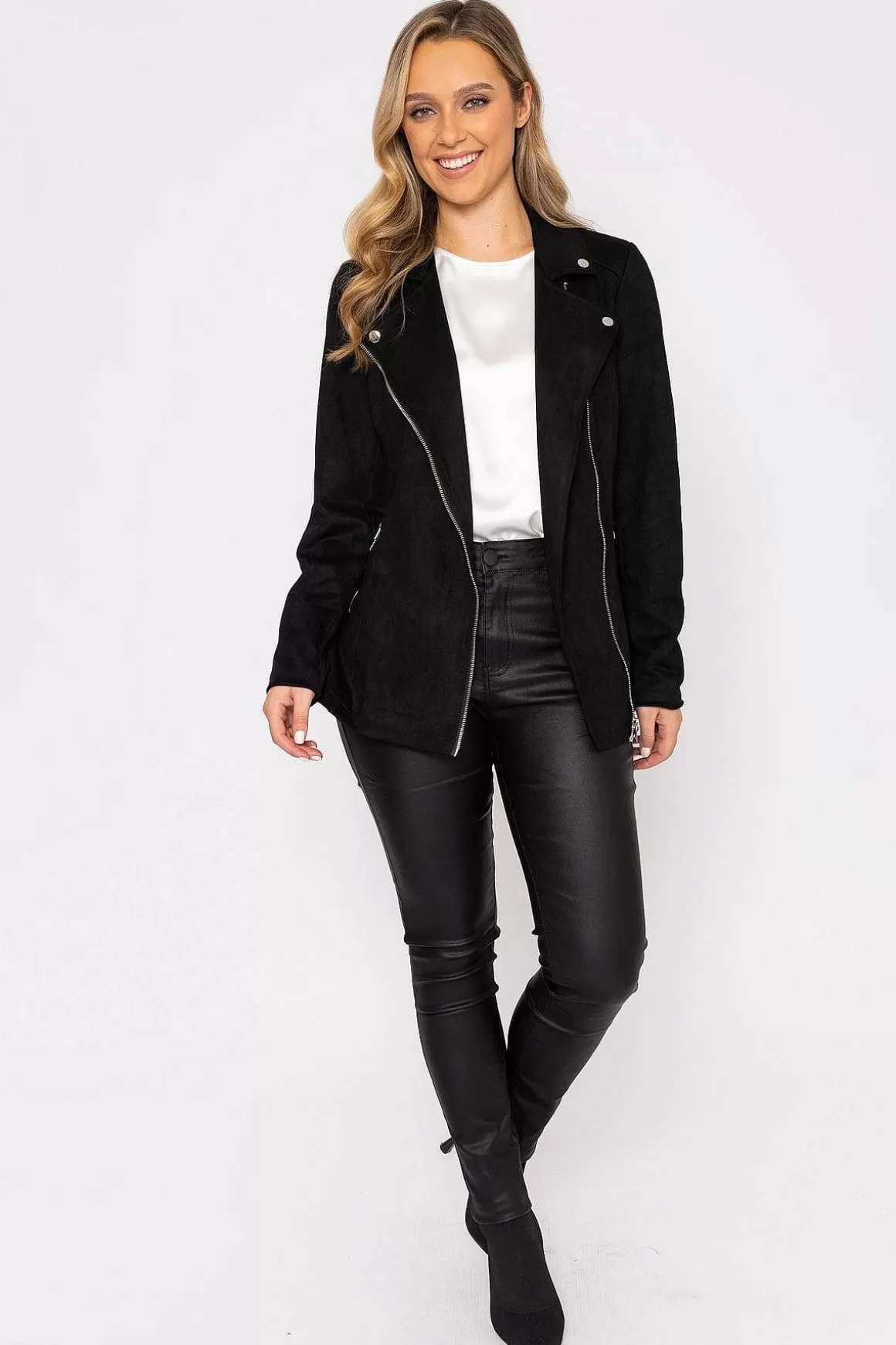 Rowen Avenue Long Line Suede Biker In Black Hot