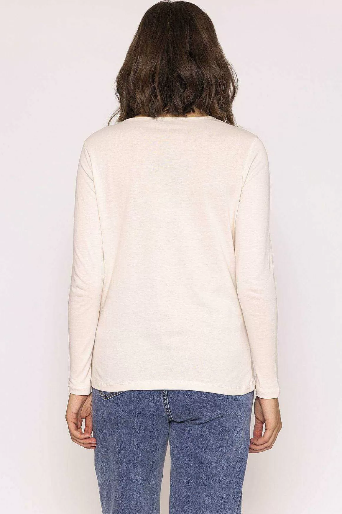 Kelly & Grace Weekend Long Sleeve Basic Tee In Ivory Hot