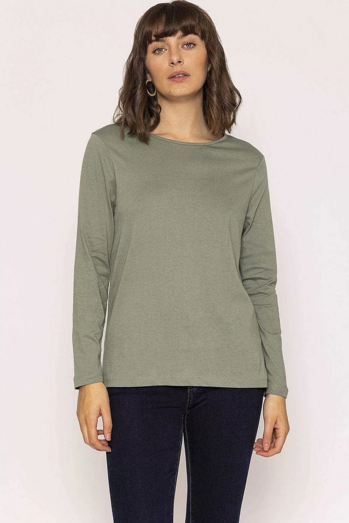 Kelly & Grace Weekend Long Sleeve Basic Tee In Khaki Discount