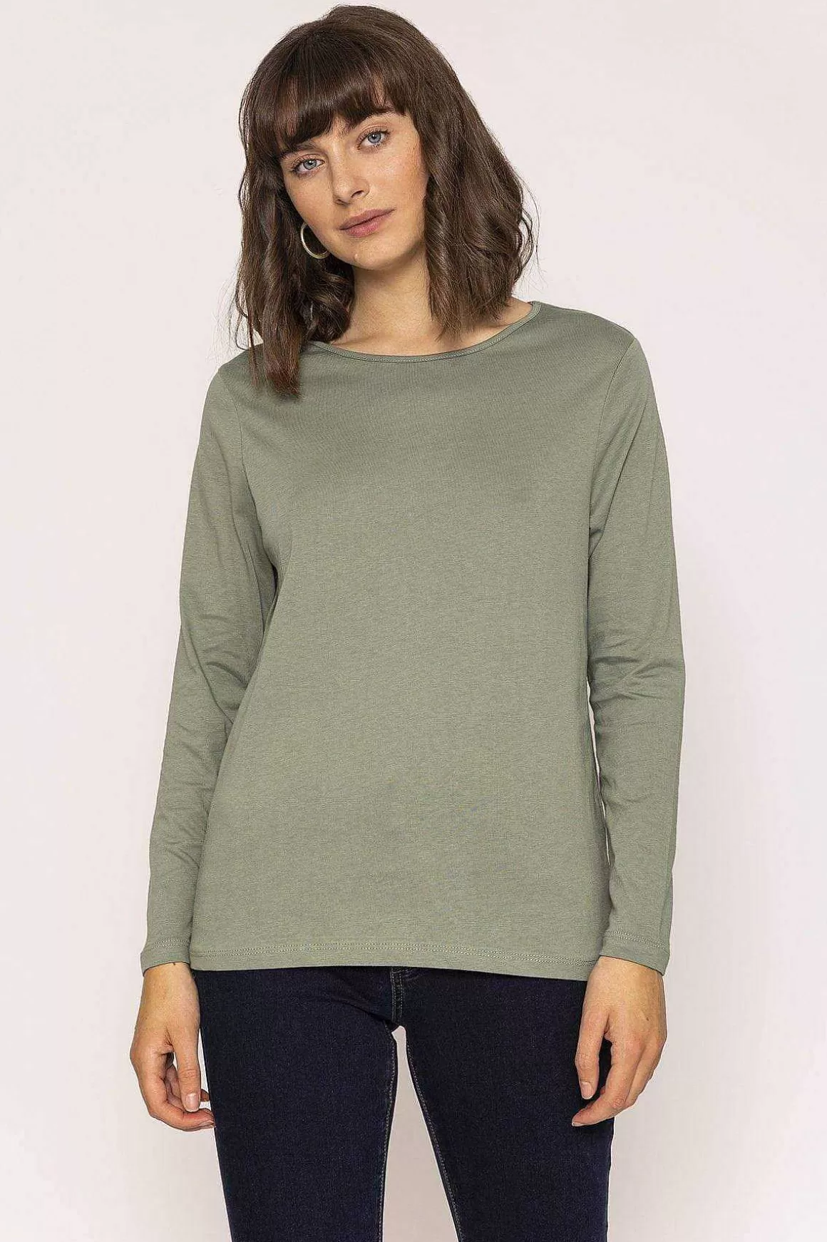 Kelly & Grace Weekend Long Sleeve Basic Tee In Khaki Discount