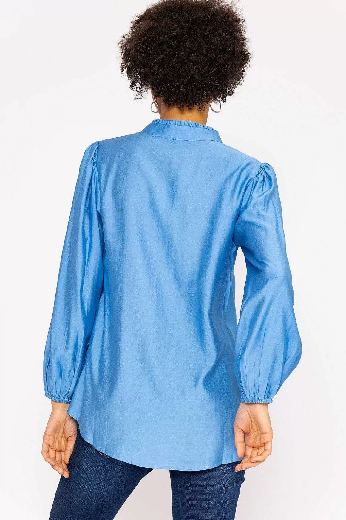 Rowen Avenue Long Sleeve Spring Blouse In Blue Hot