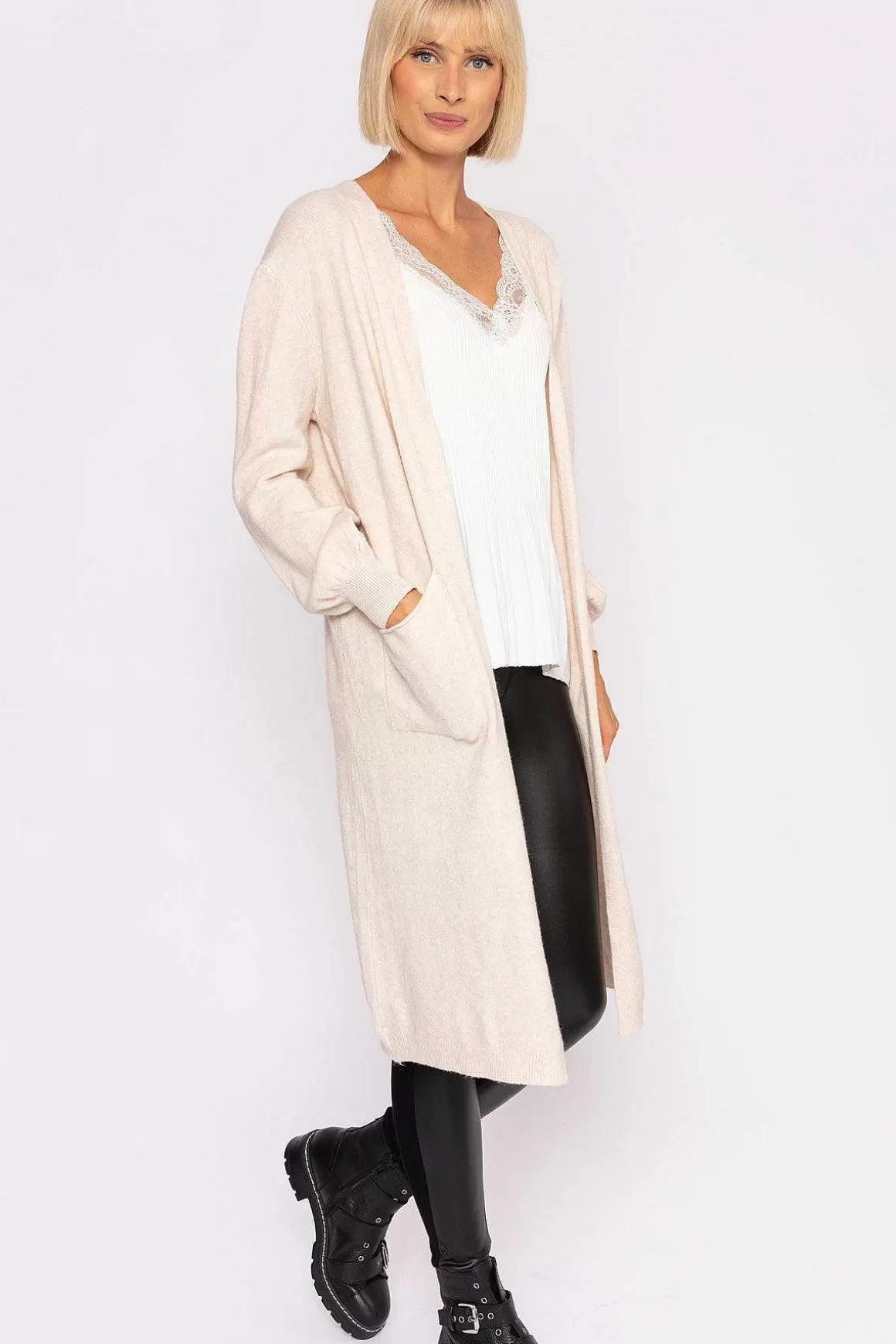 J'aime la Vie Longline Cardigan In Beige Sale