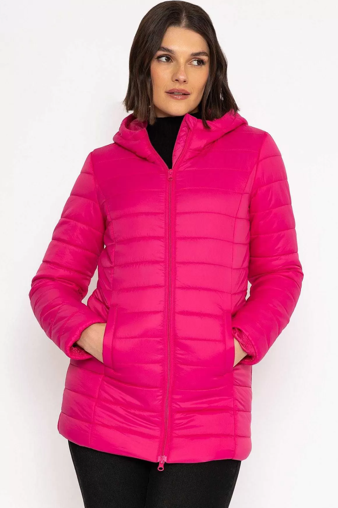 Kelly & Grace Weekend Longline Puffa Coat In Pink Discount