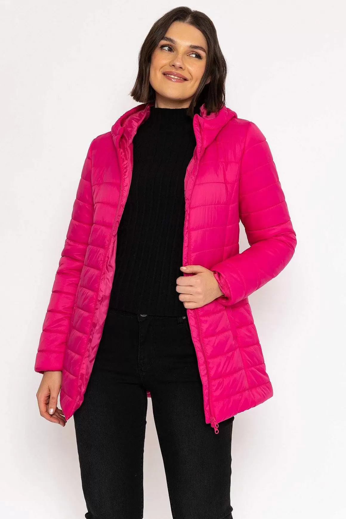 Kelly & Grace Weekend Longline Puffa Coat In Pink Discount