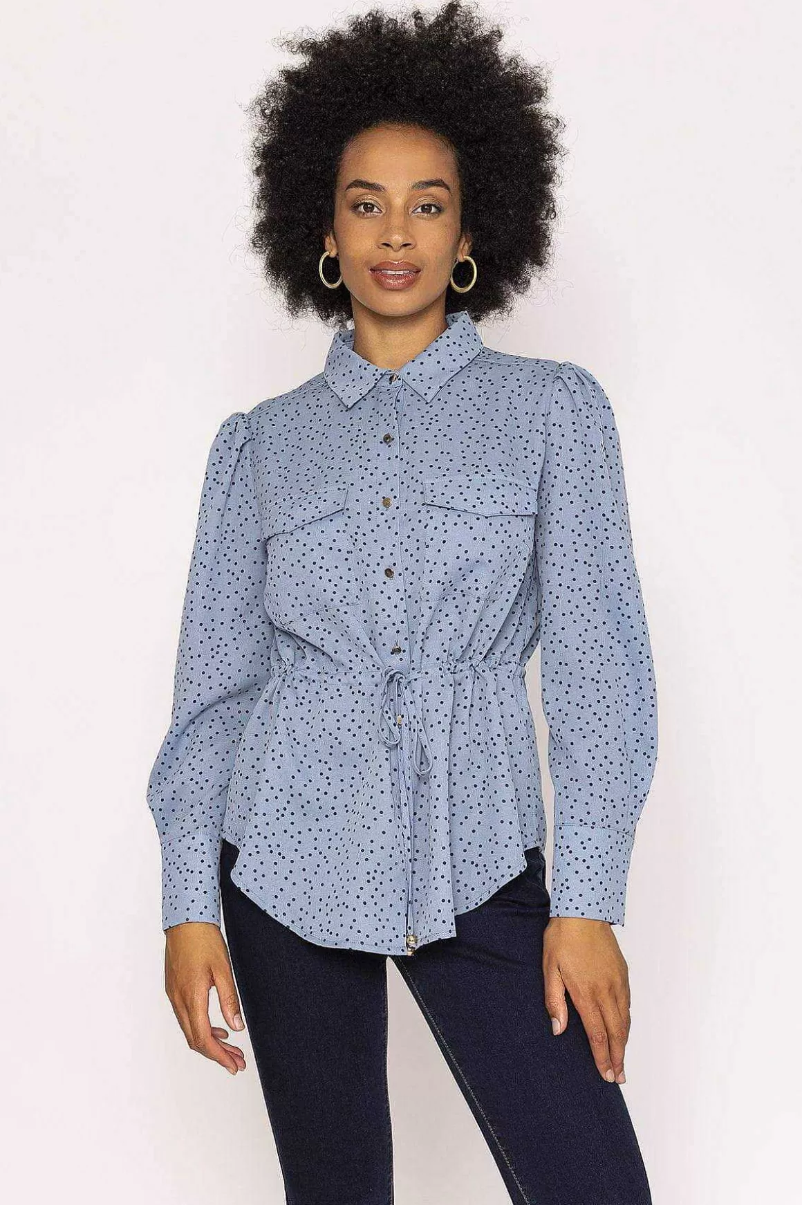 Kelly & Grace Weekend Longline Shirt In Blue Hot