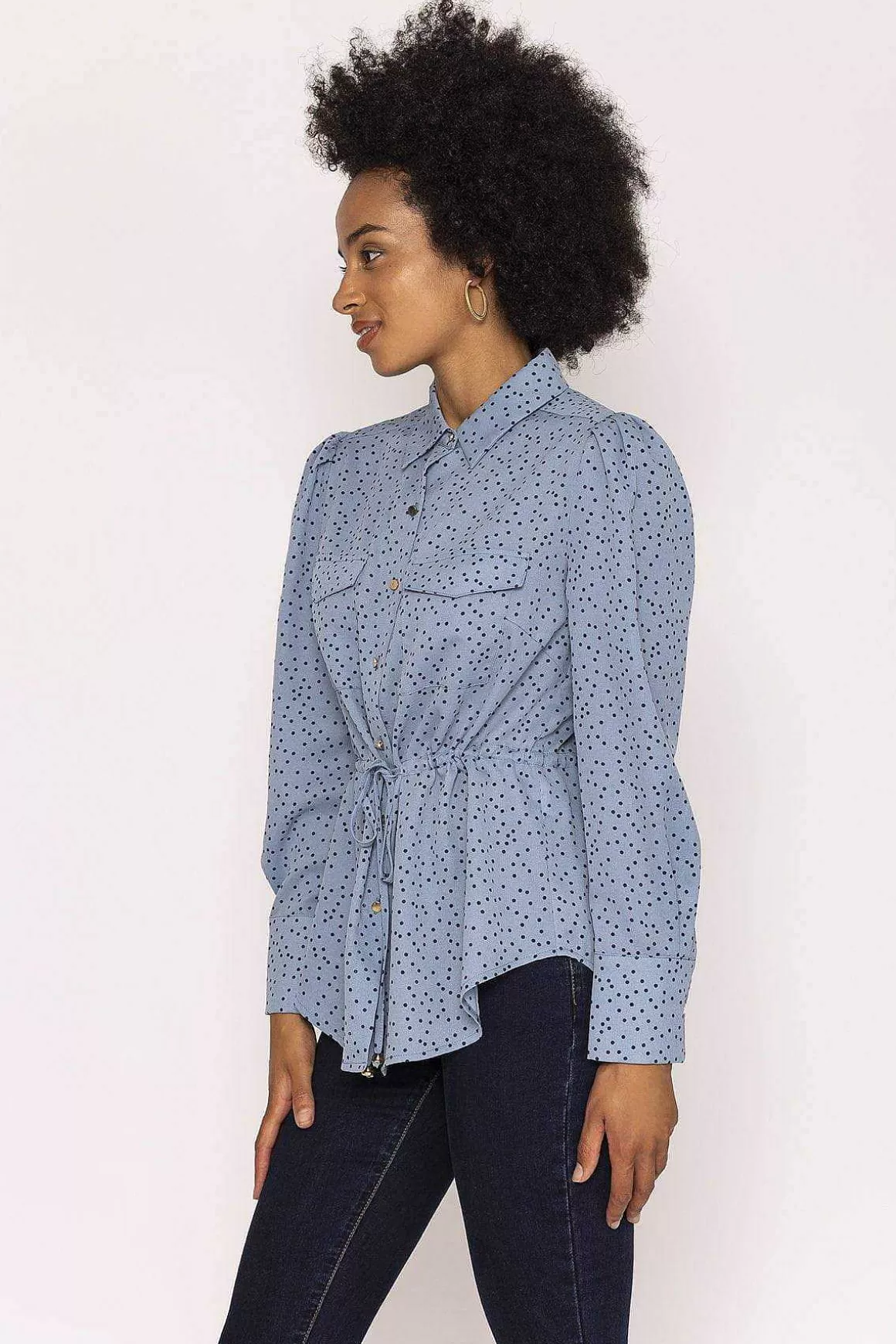 Kelly & Grace Weekend Longline Shirt In Blue Hot