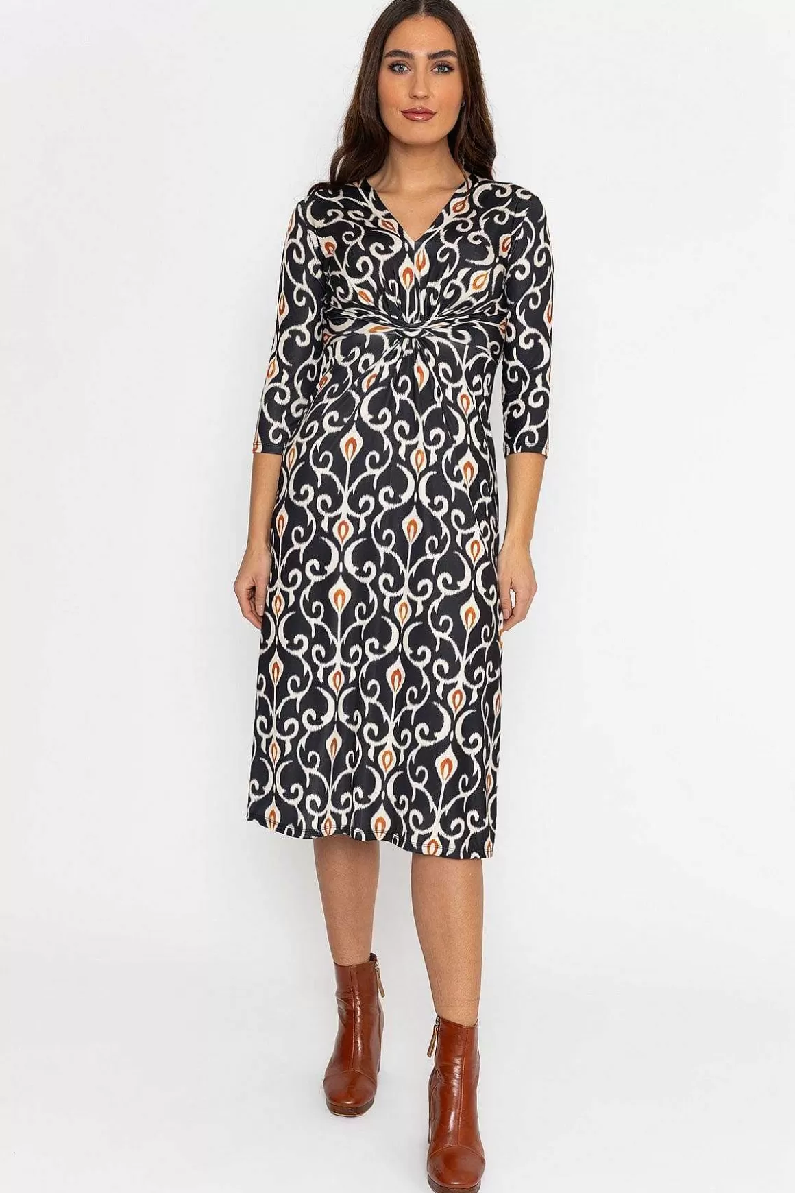 Pala D'oro Louisa Midi Dress In Black Print Cheap