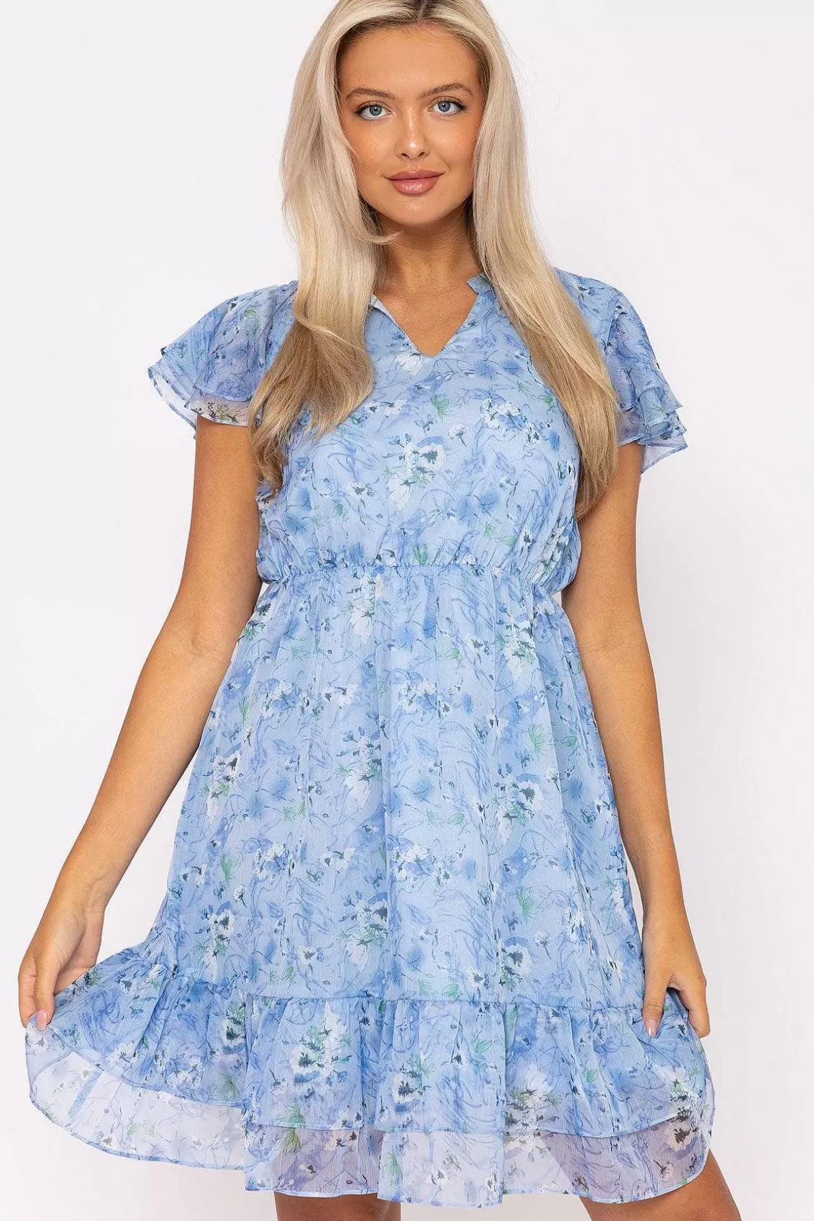 Rowen Avenue Maria Blue Printed Knee Dress Fashion