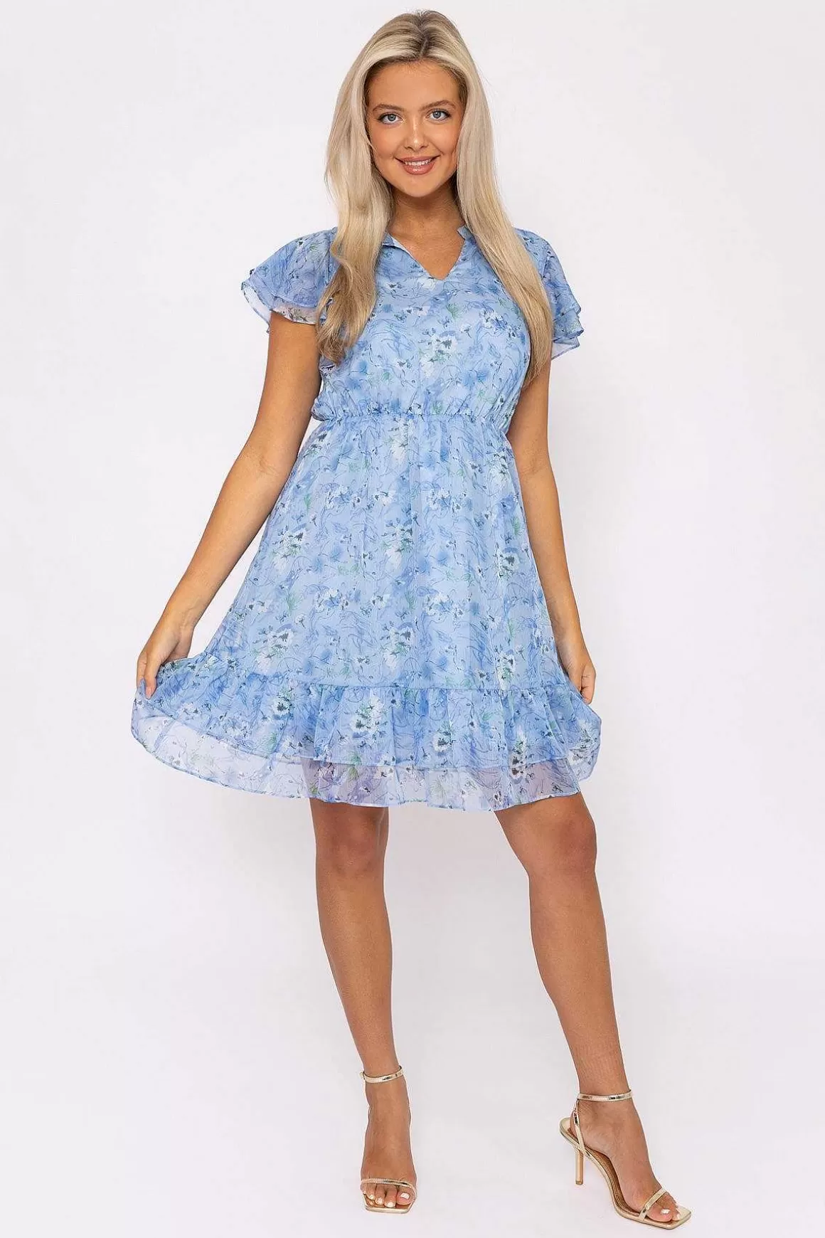 Rowen Avenue Maria Blue Printed Knee Dress Fashion