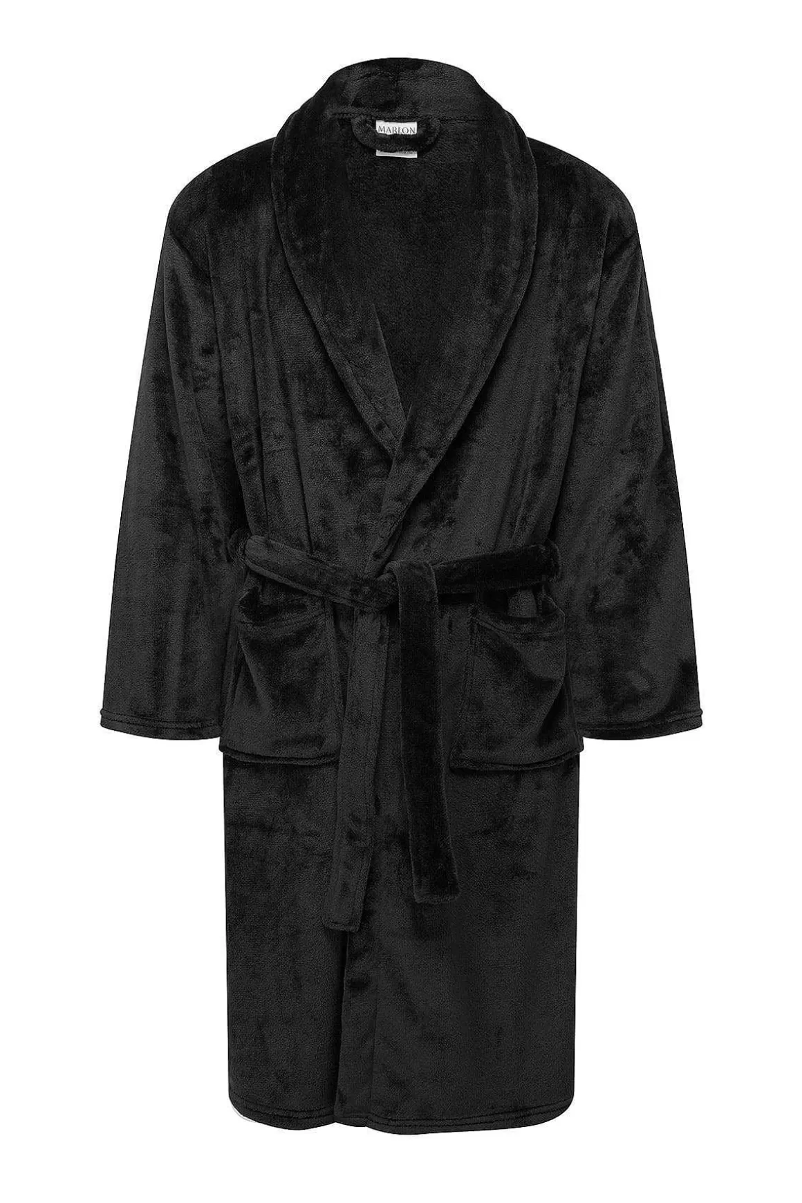 Marlon Sleepwear Mens Collared Fleece Robe In Black Store