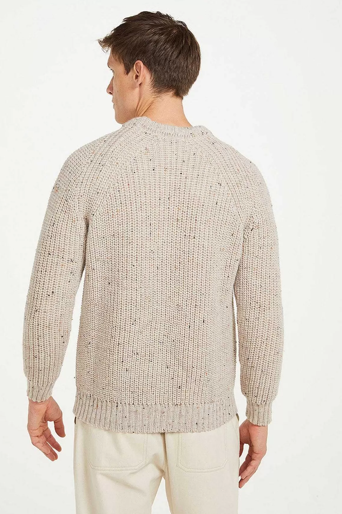 Aran Woollen Mills Men'S Crew Neck Raglan Sweater In Beige Shop