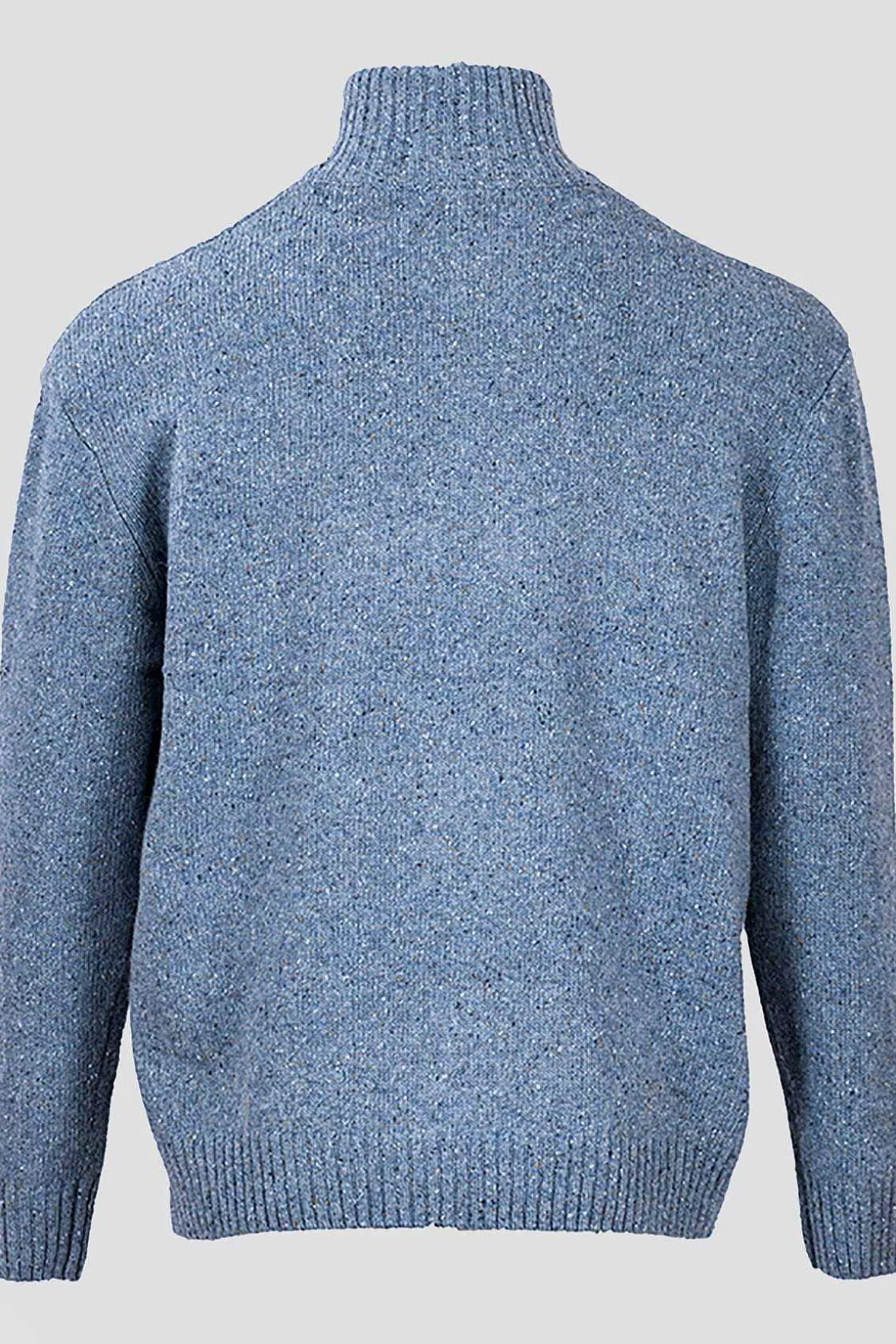 Aran Woollen Mills Men'S Donegal Blend V-Neck Zip Sweater In Blue Fashion