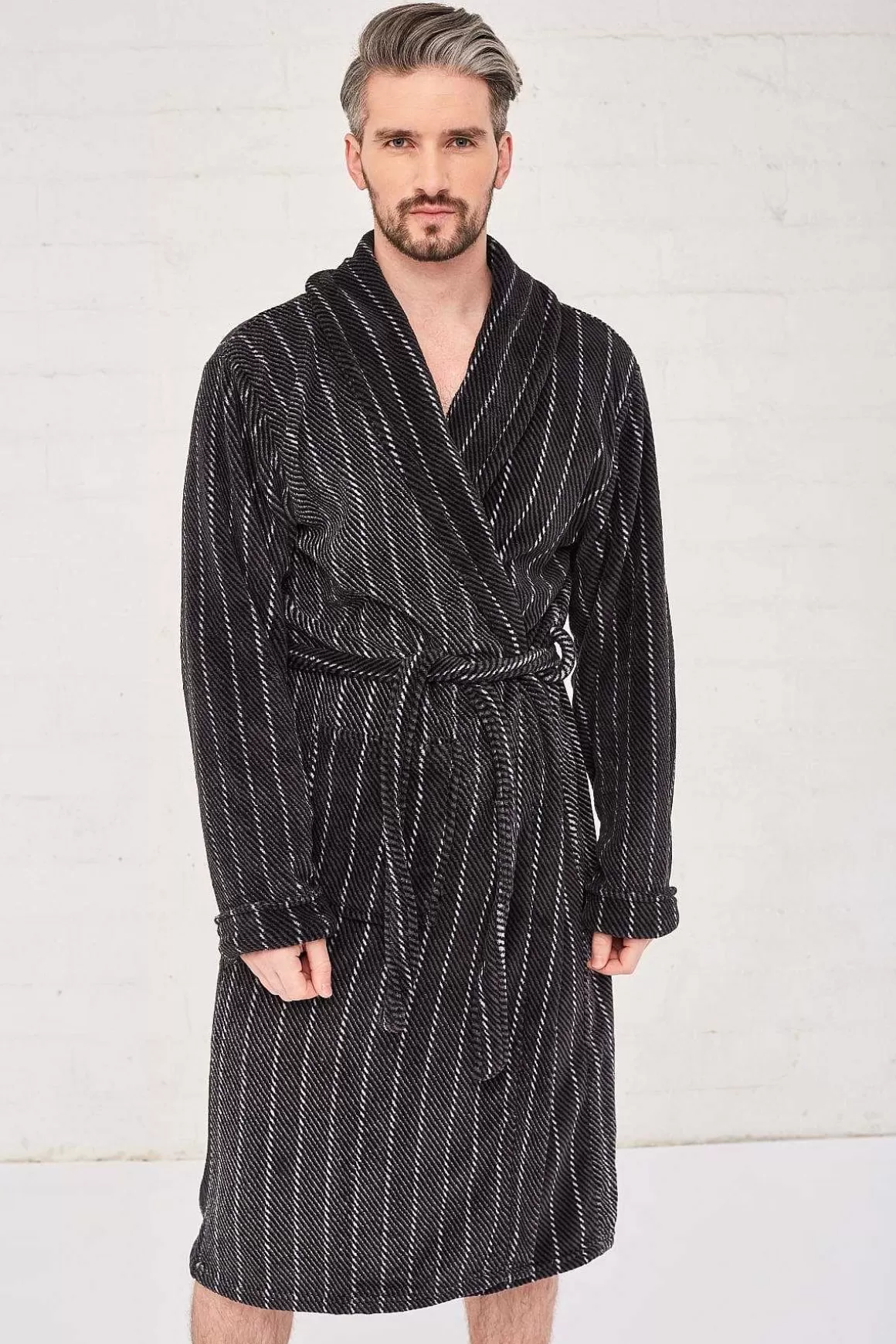 Portland Mens Luxury Dressing Gown In Charcoal Flash Sale