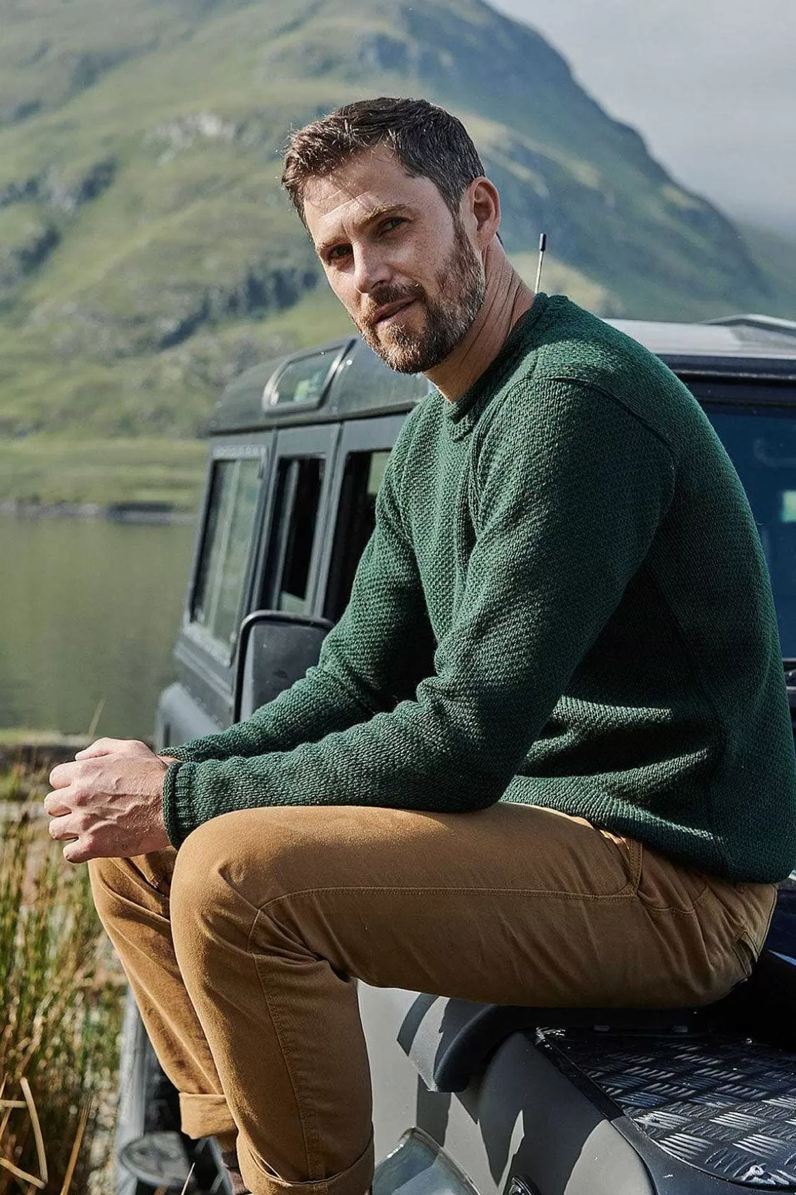 Aran Woollen Mills Men'S Roll Neck Sweater In Green Outlet