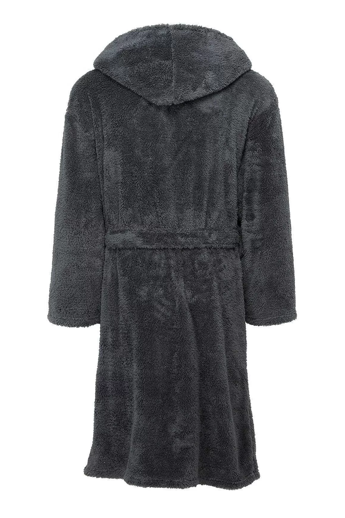 Marlon Sleepwear Mens Sherpa Hooded Fleece Robe In Charcoal Clearance