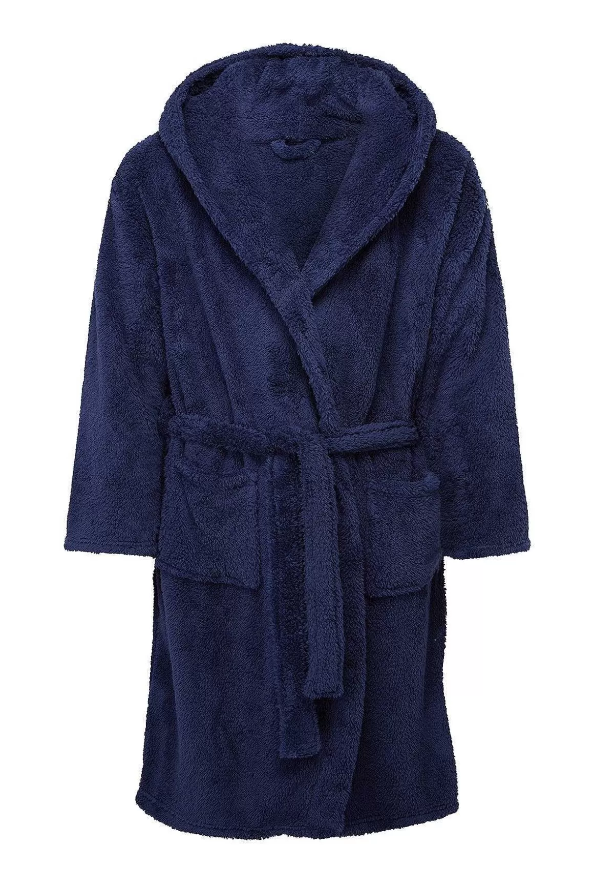 Marlon Sleepwear Mens Sherpa Hooded Fleece Robe In Navy Best