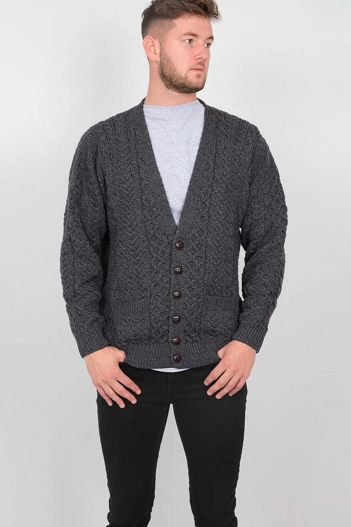 Aran Woollen Mills Mens V Neck Cardigan Best Sale