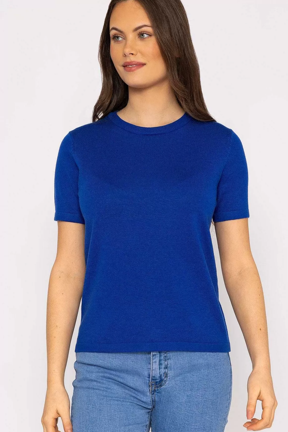 Kelly & Grace Weekend Merino Short Sleeve Crew In Cobalt Best